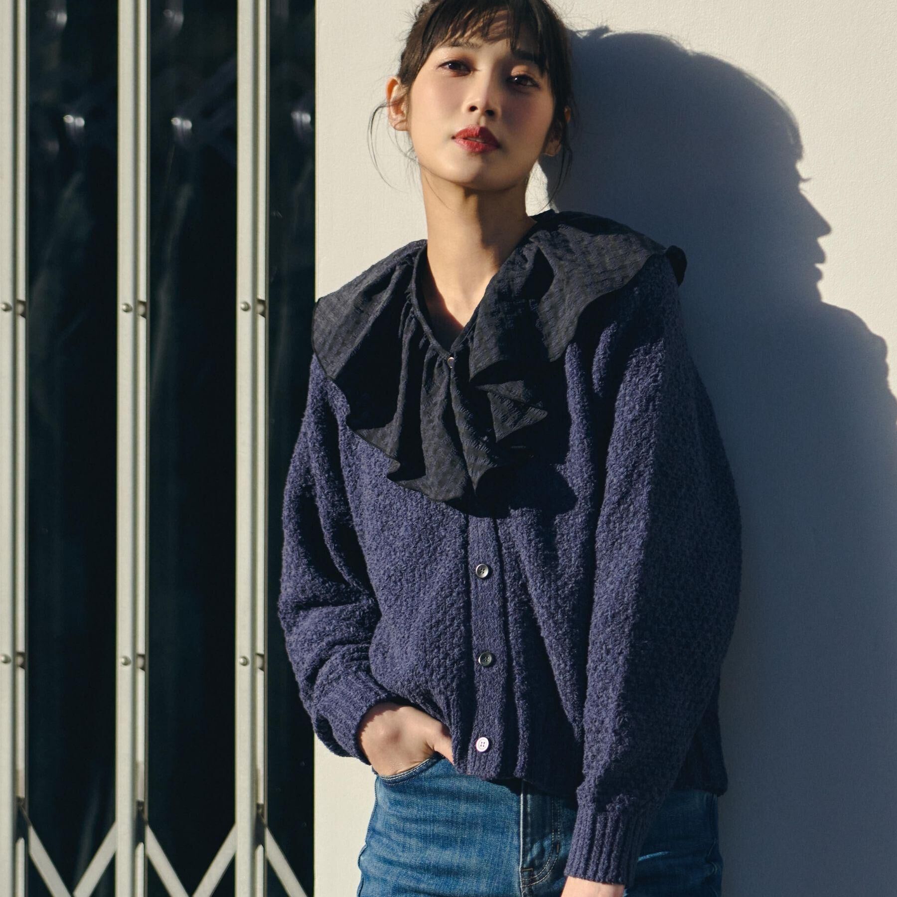 grove「コットン混バスケットVネックカーディガン」|カーディガン|