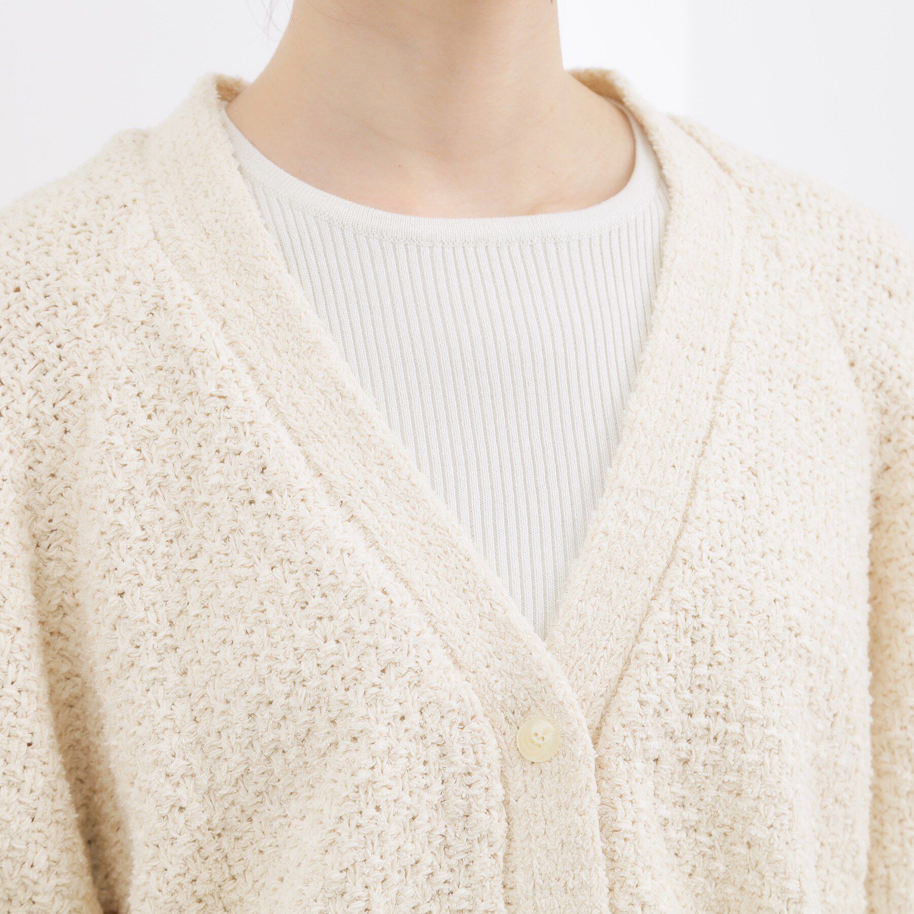 grove「コットン混バスケットVネックカーディガン」|カーディガン|