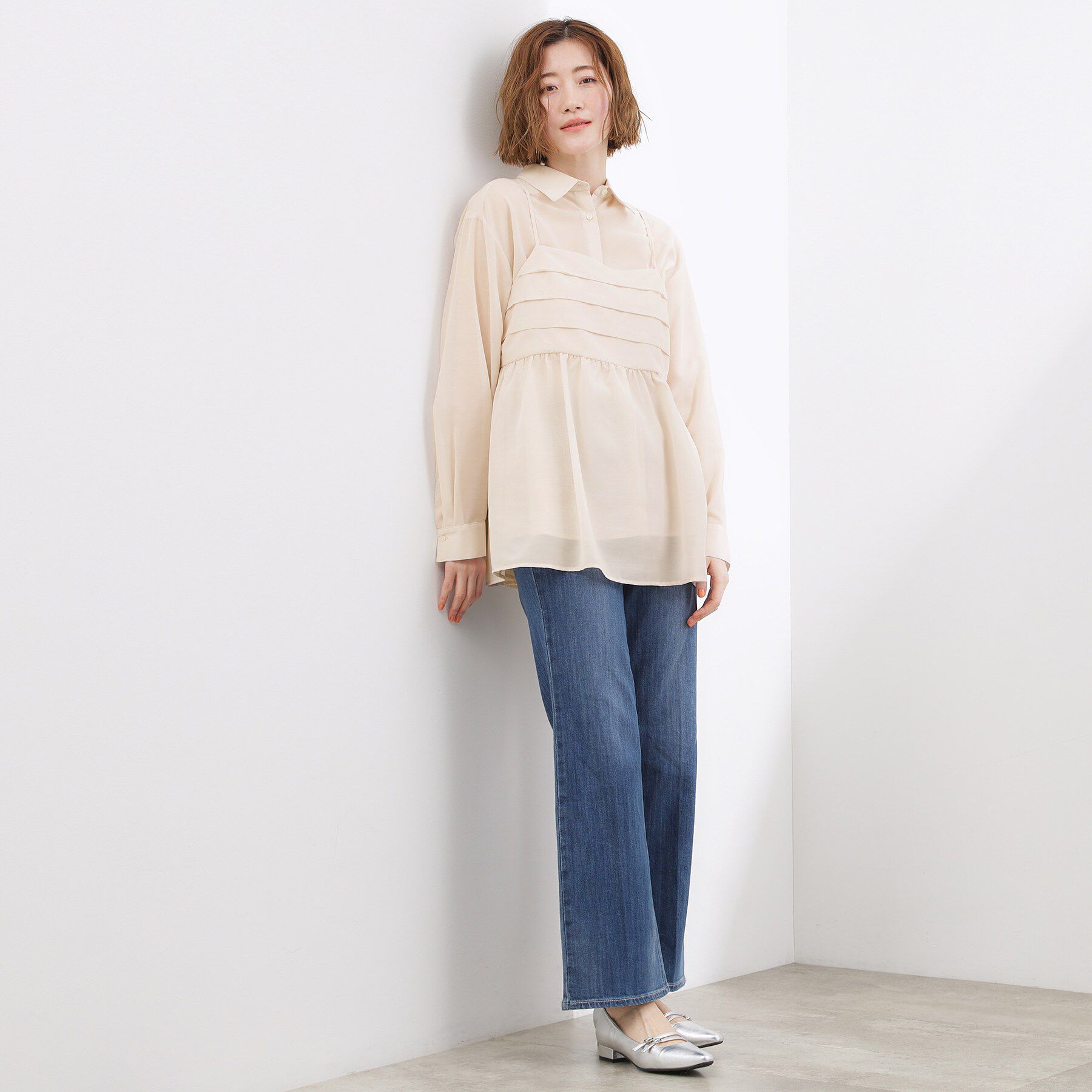 grove「【2点SET】今どきシアーシャツ＆キャミセット」|シャツ・ブラウス|