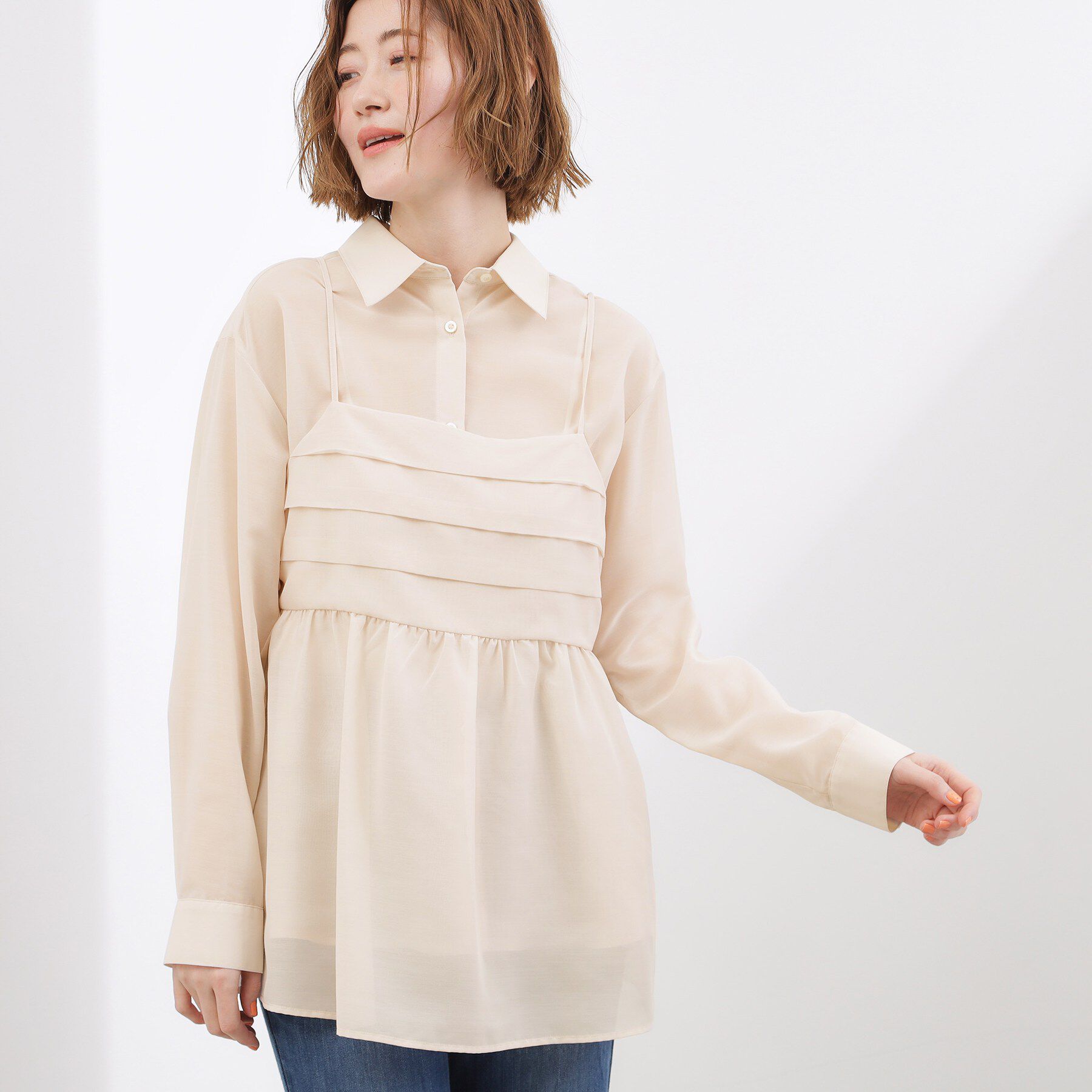 grove「【2点SET】今どきシアーシャツ＆キャミセット」|シャツ・ブラウス|