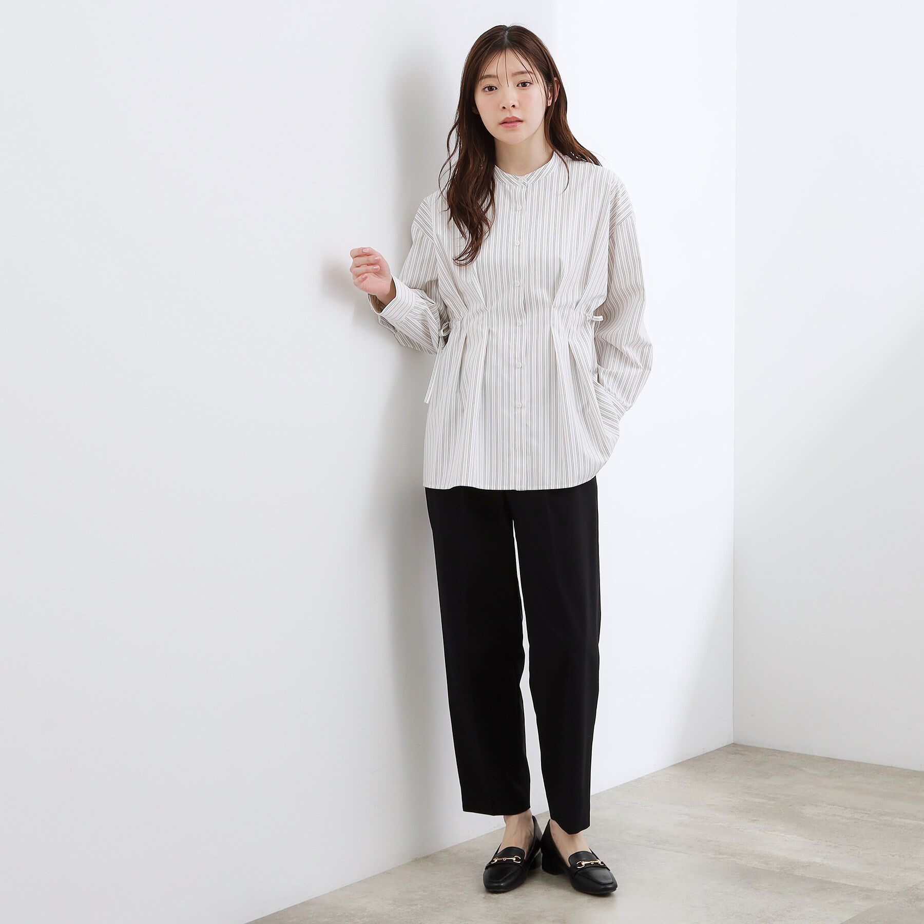 grove「【体型カバー】ウエストタック スタンドネックシャツ」|シャツ・ブラウス|