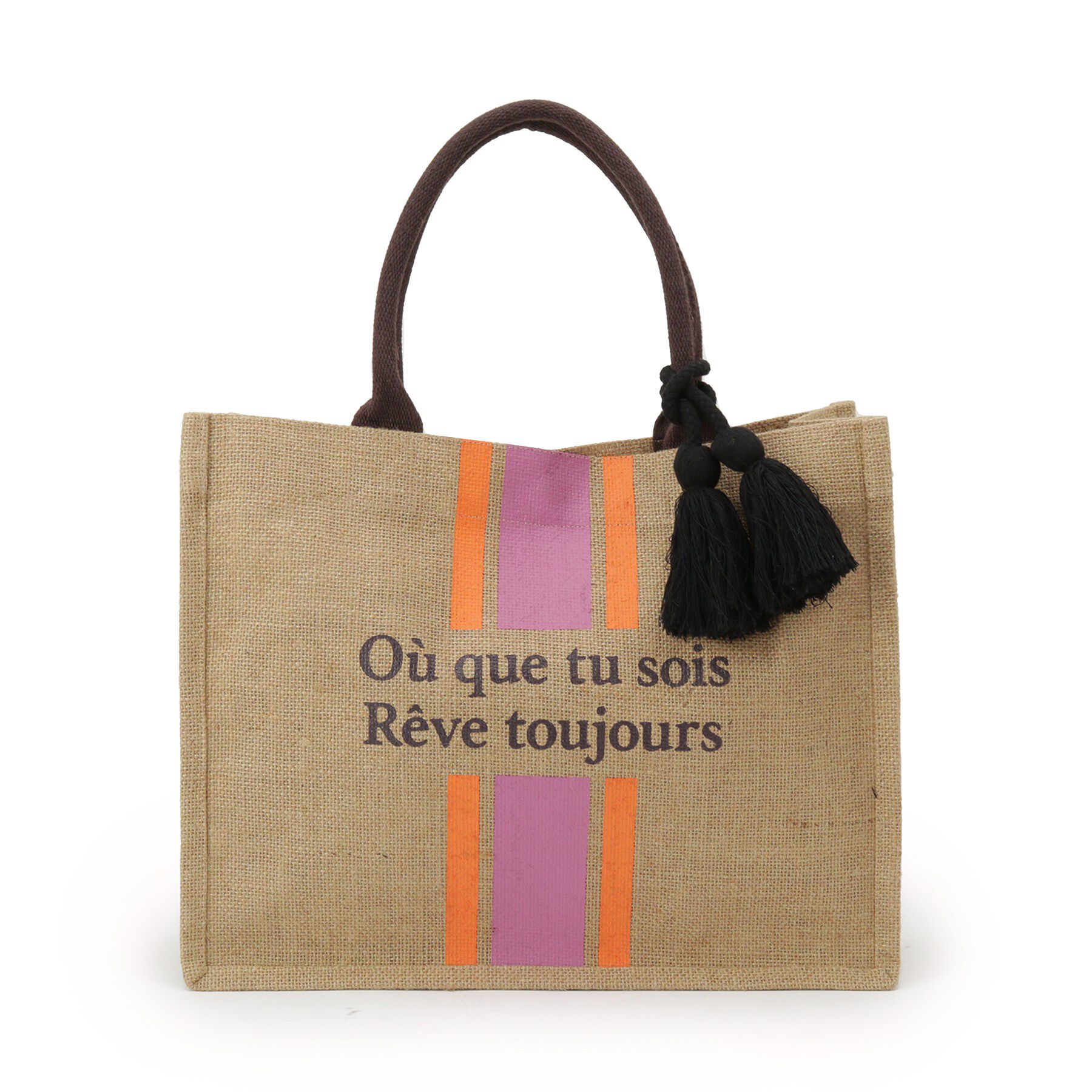 grove「ストライプジュートタッセルA4トート」|トートバッグ|