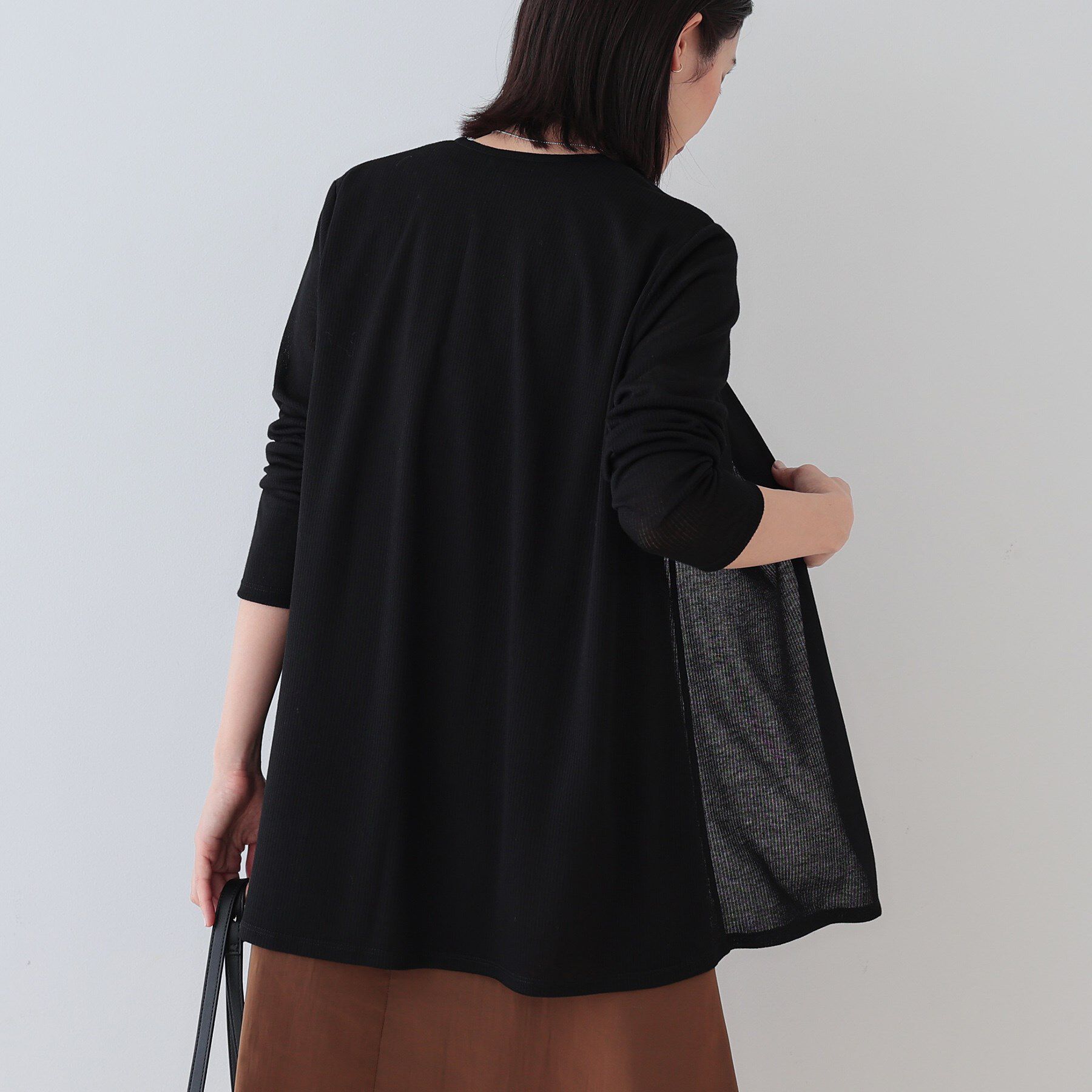 INDIVI「【洗える／シアーストライプ柄】着流しジャージカーディガン」|カーディガン|