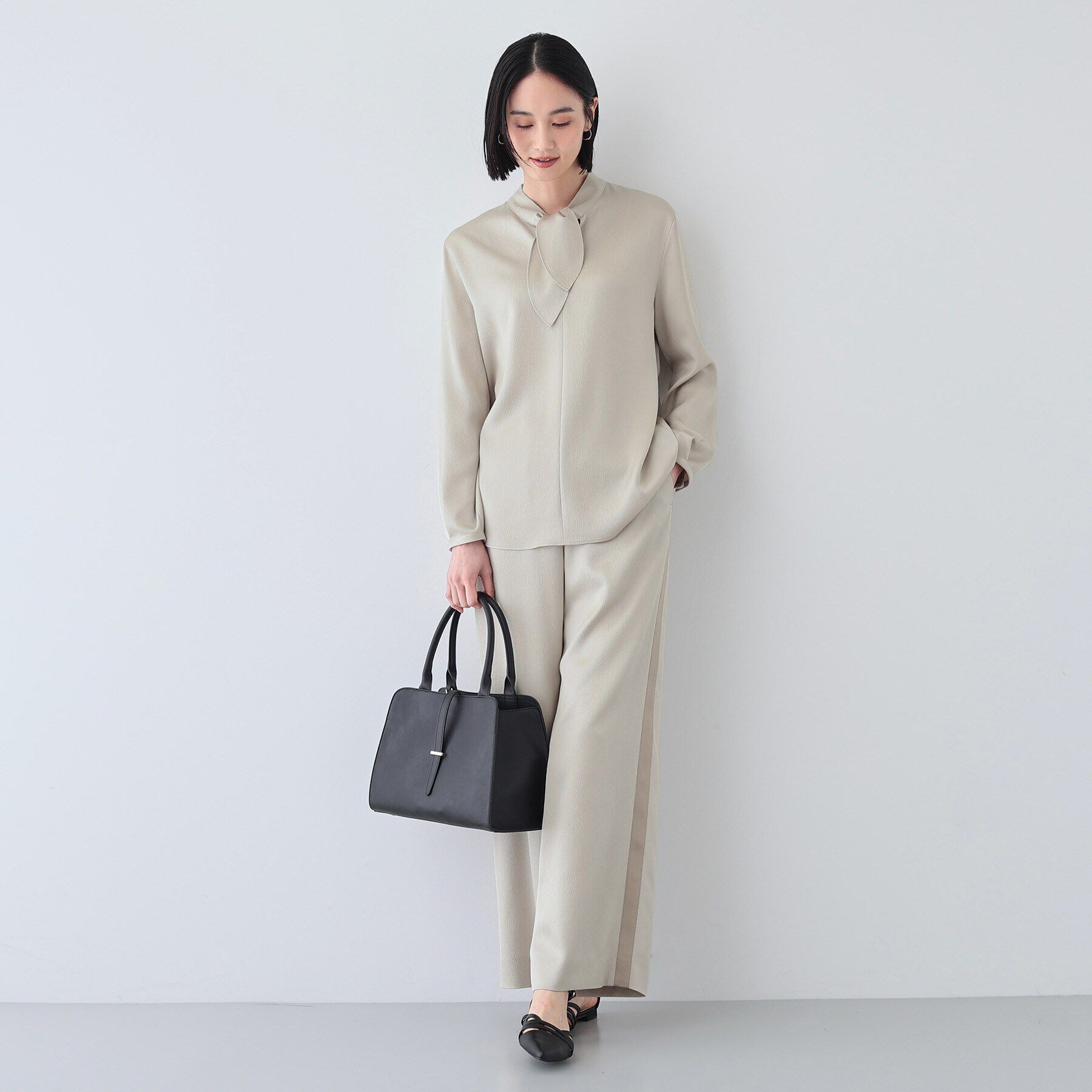 INDIVI「【日本製／SETUP可能】サイドライン ワイドパンツ」|その他|