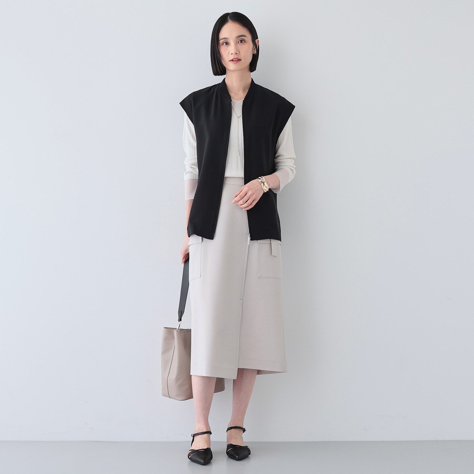 INDIVI「【洗える】スポーティーミックスジレブラウス」|ベスト・ジレ|