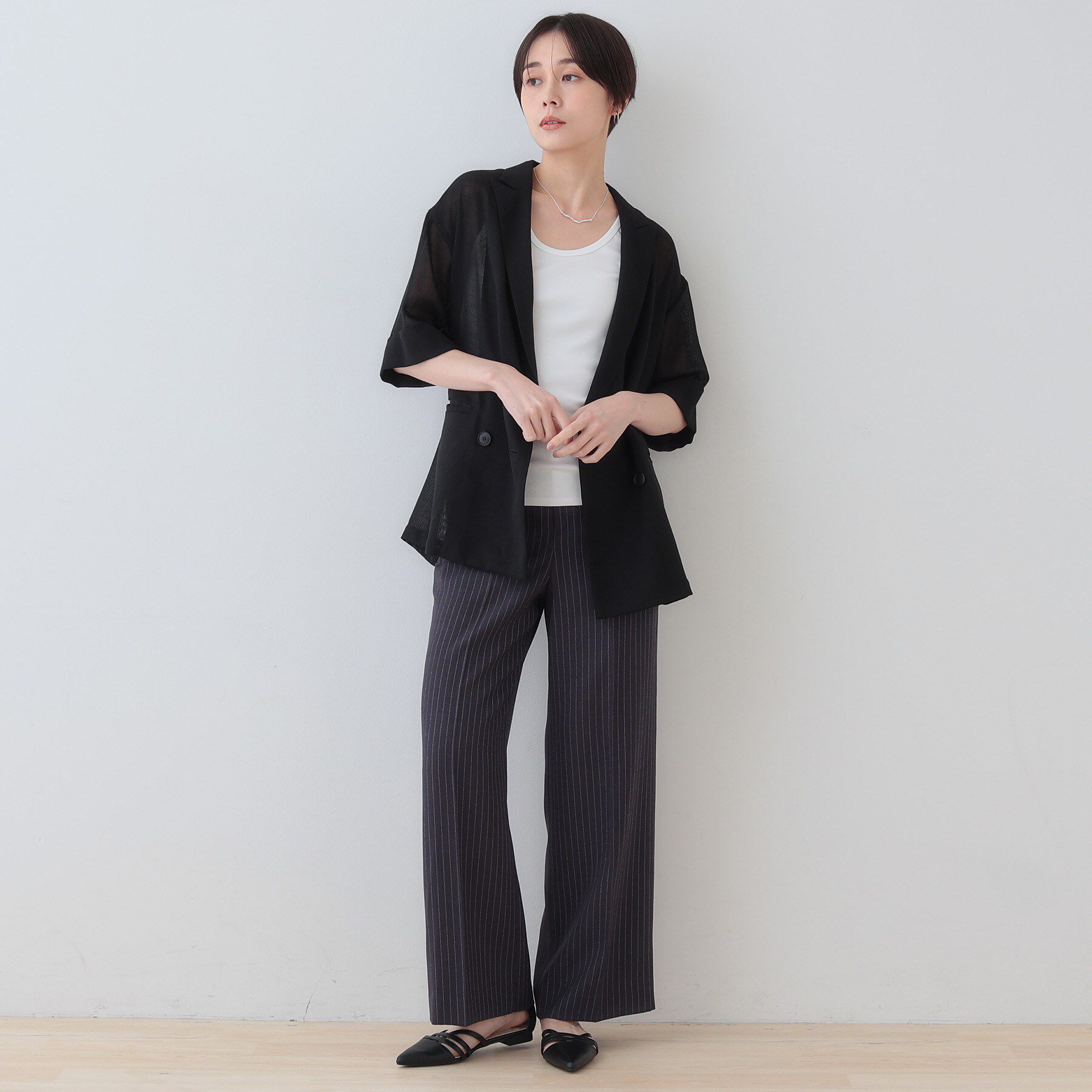 INDIVI「【こなれSETUP】リネンライクワイドパンツ」|その他|