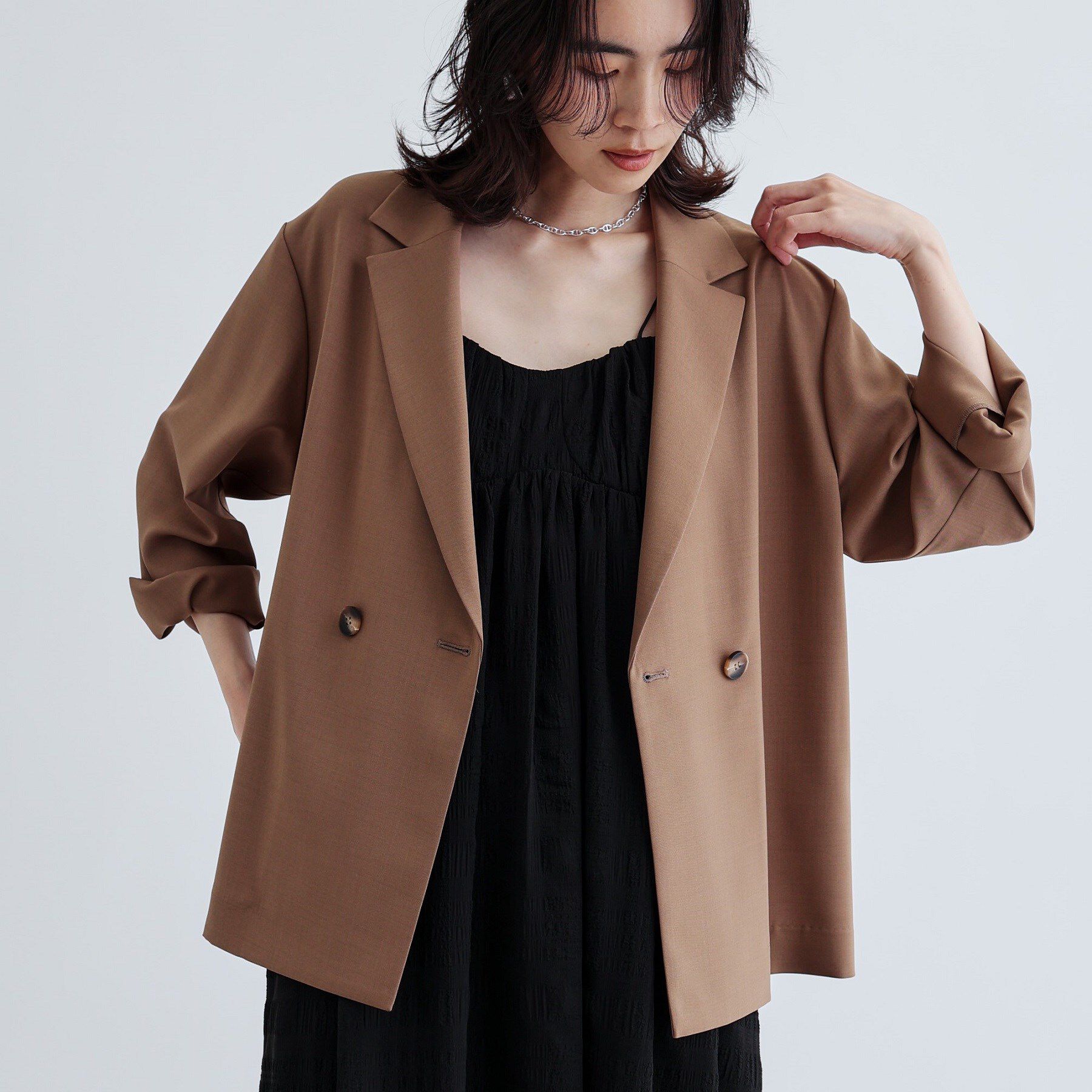 GALLEST「【セットアップ可】モードフィットダブルボタンジャケット【カセット服/オケージョン/通勤】」|テーラードジャケット|キャメルブラウン(0