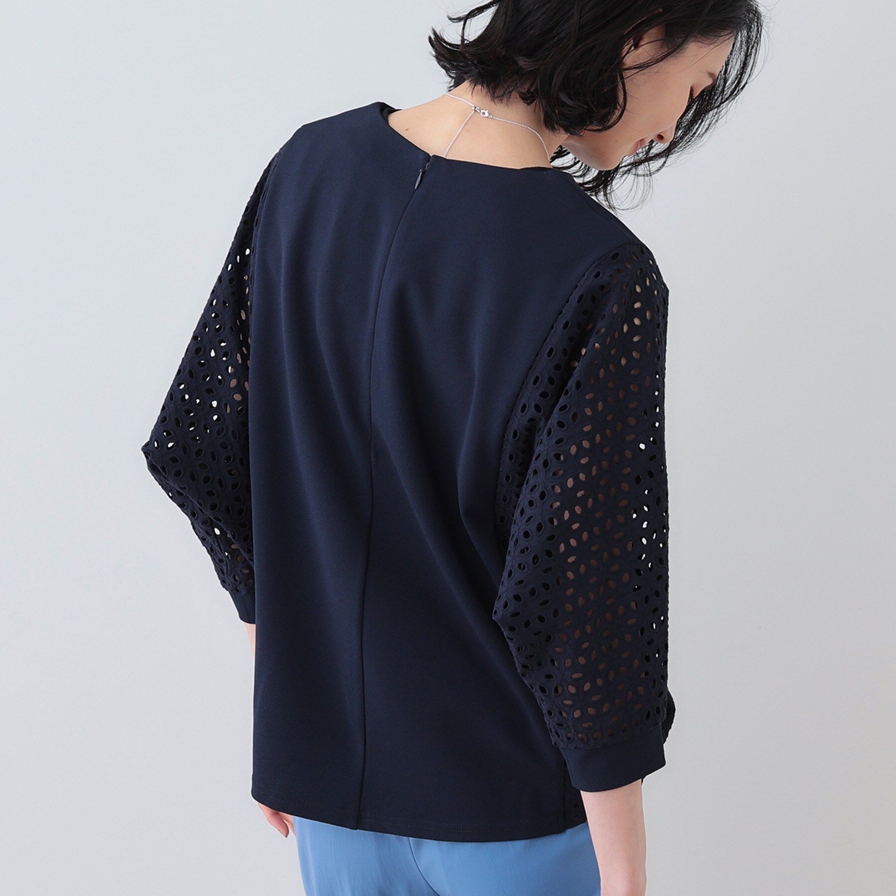 INDIVI「【洗える／体型カバー】レースコンビトップス」|Tシャツ・カットソー|