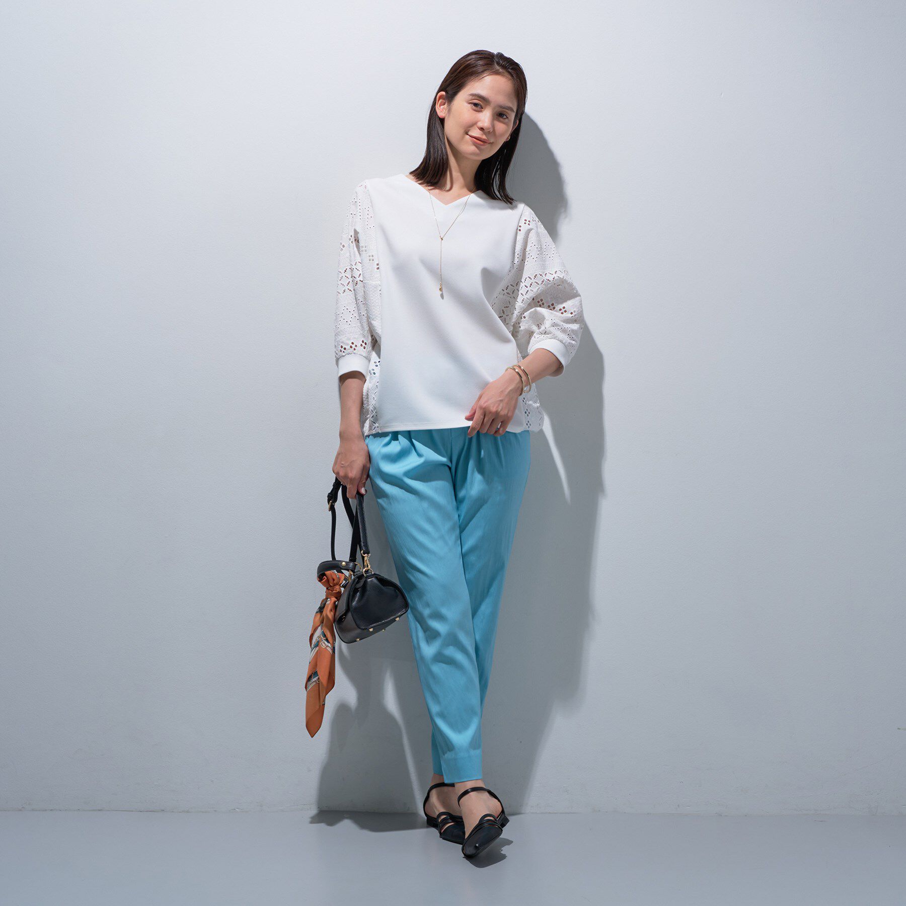 INDIVI「【洗える／体型カバー】レースコンビトップス」|Tシャツ・カットソー|