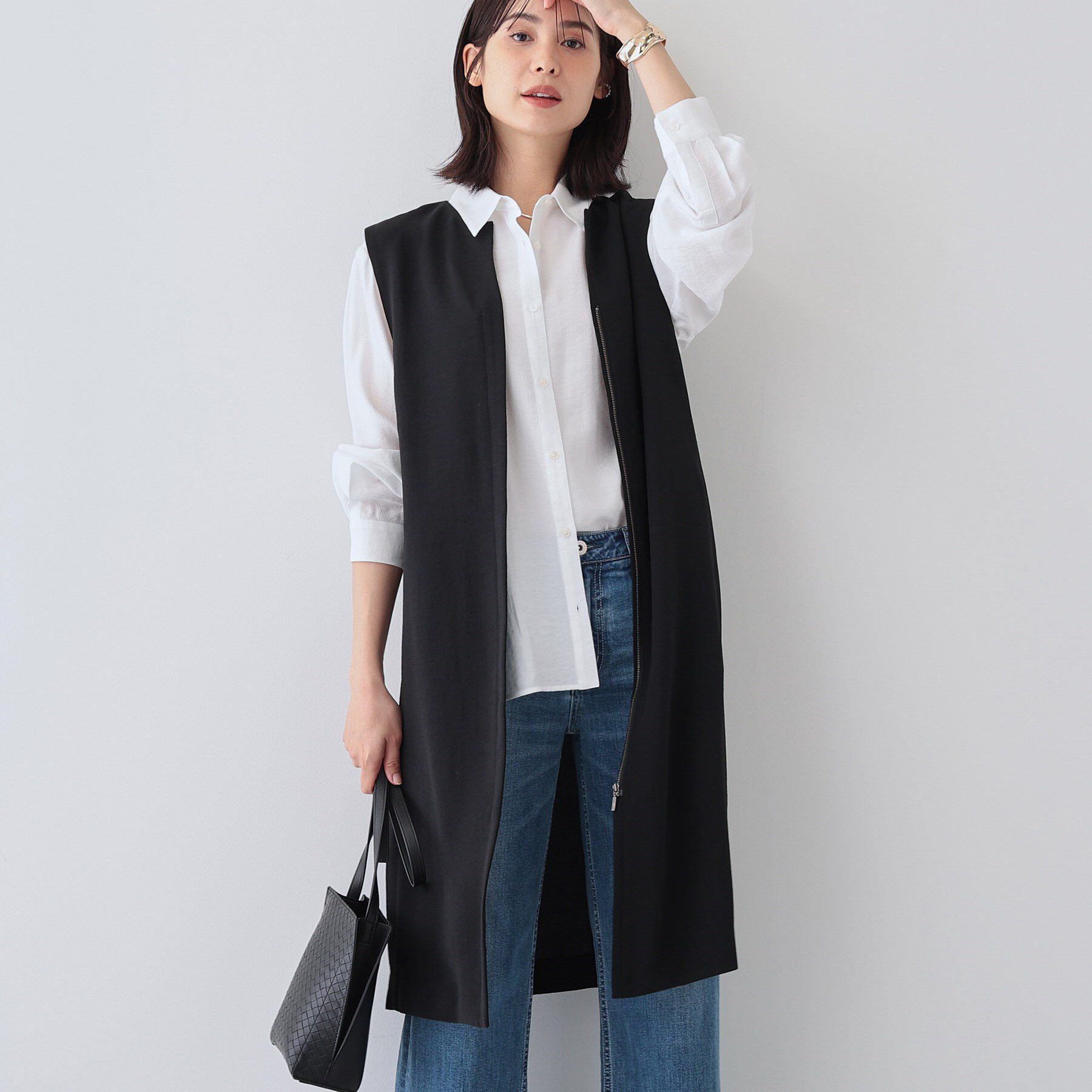 INDIVI「【着る日傘/遮熱/UVケア】ロングジレジャケット」|ベスト・ジレ|