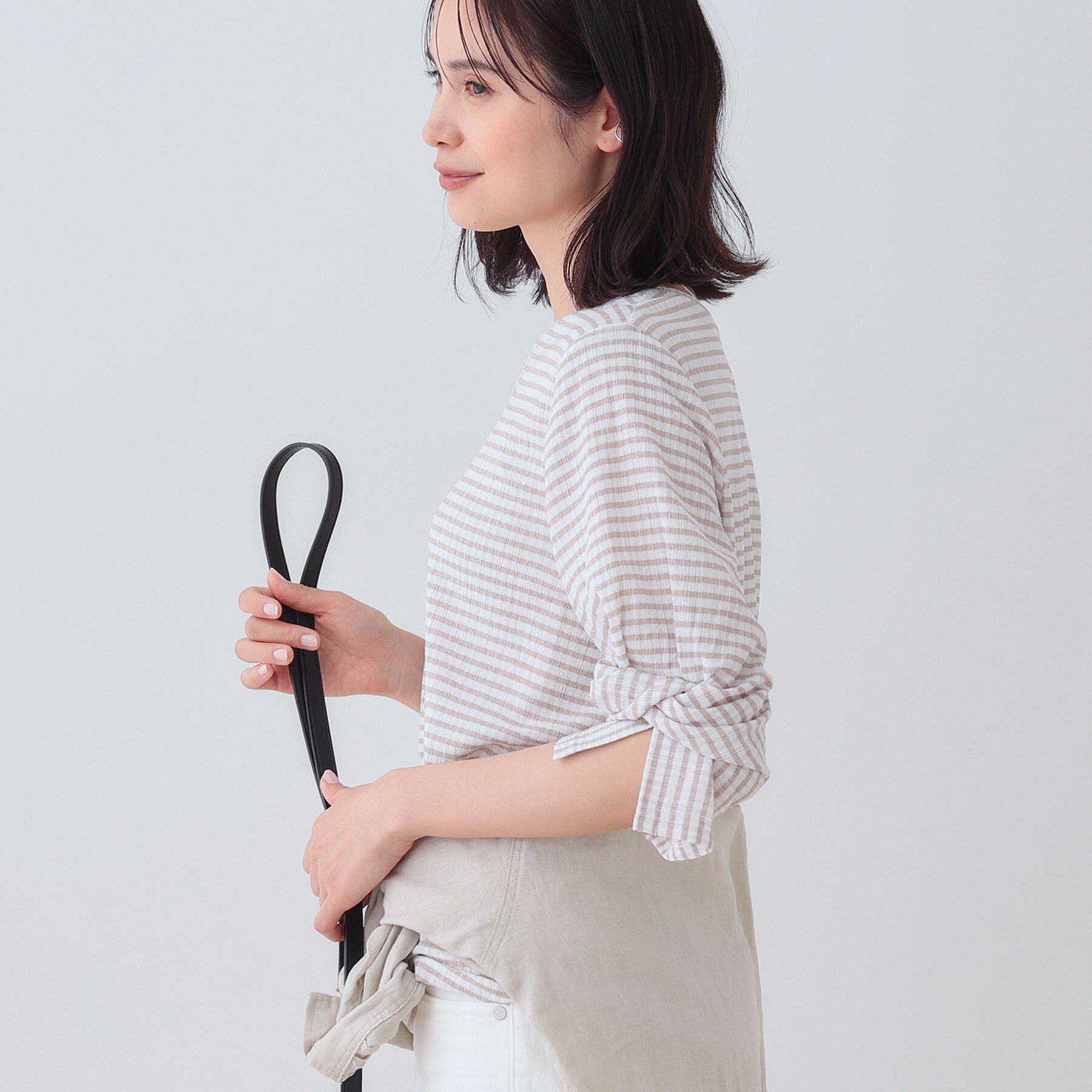 INDIVI「【洗える／吸水速乾／UVケア】ねじりデザイン袖カットソー」|Tシャツ・カットソー|