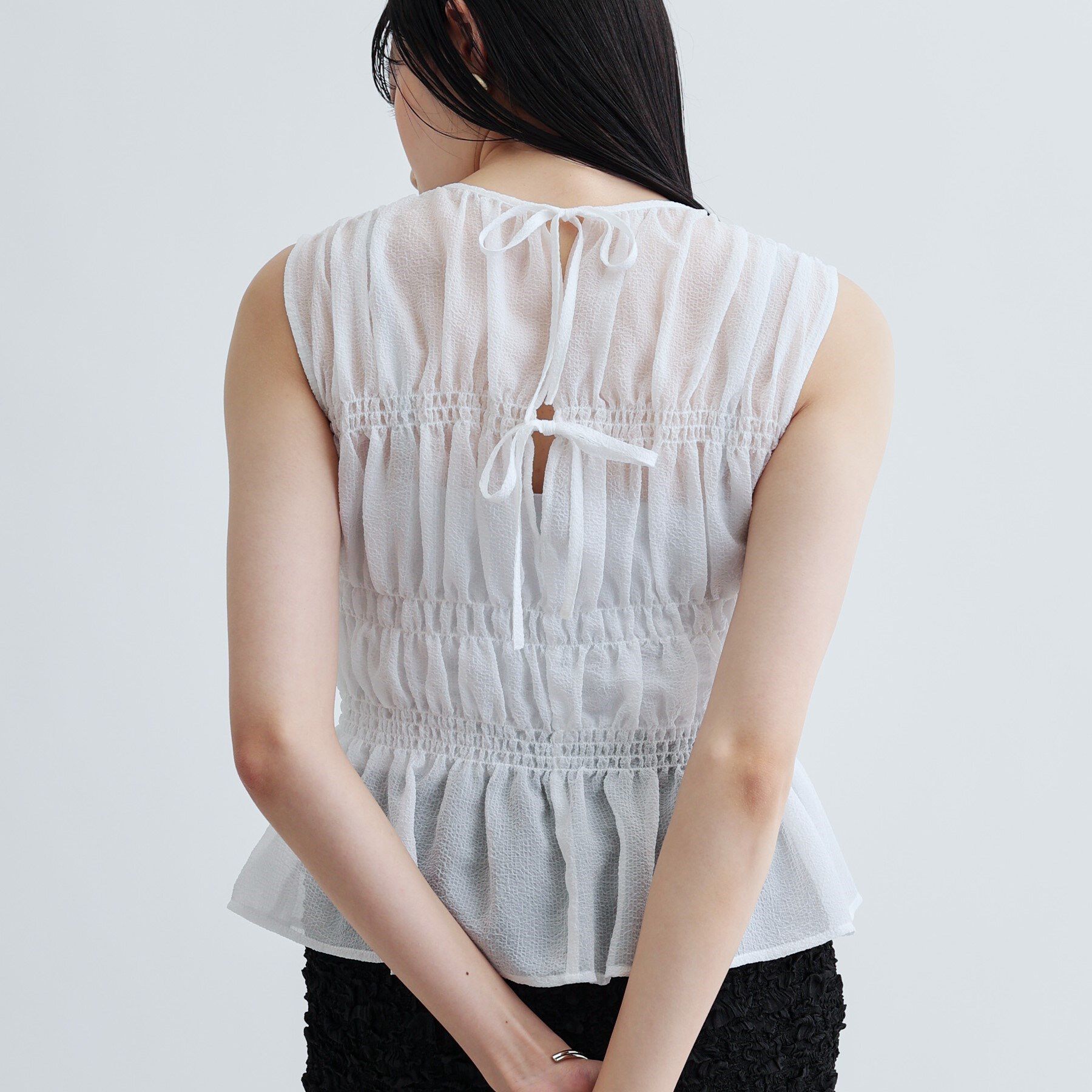 GALLEST「ワッシャーティアードブラウス」|シャツ・ブラウス|ホワイト(001)