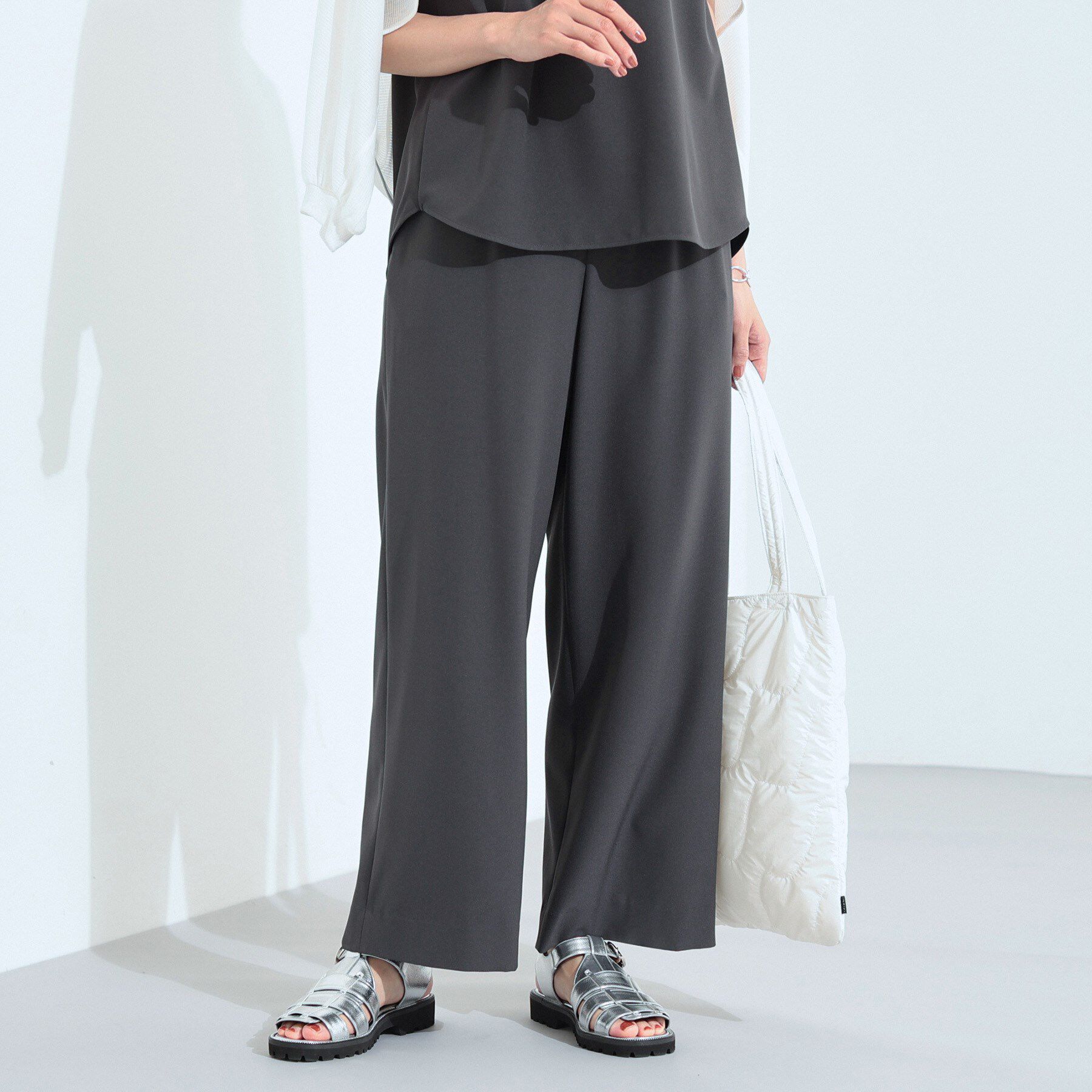 INDIVI「【UVケア／SETUP可能】エアリージョーゼット ワイドパンツ」|その他|