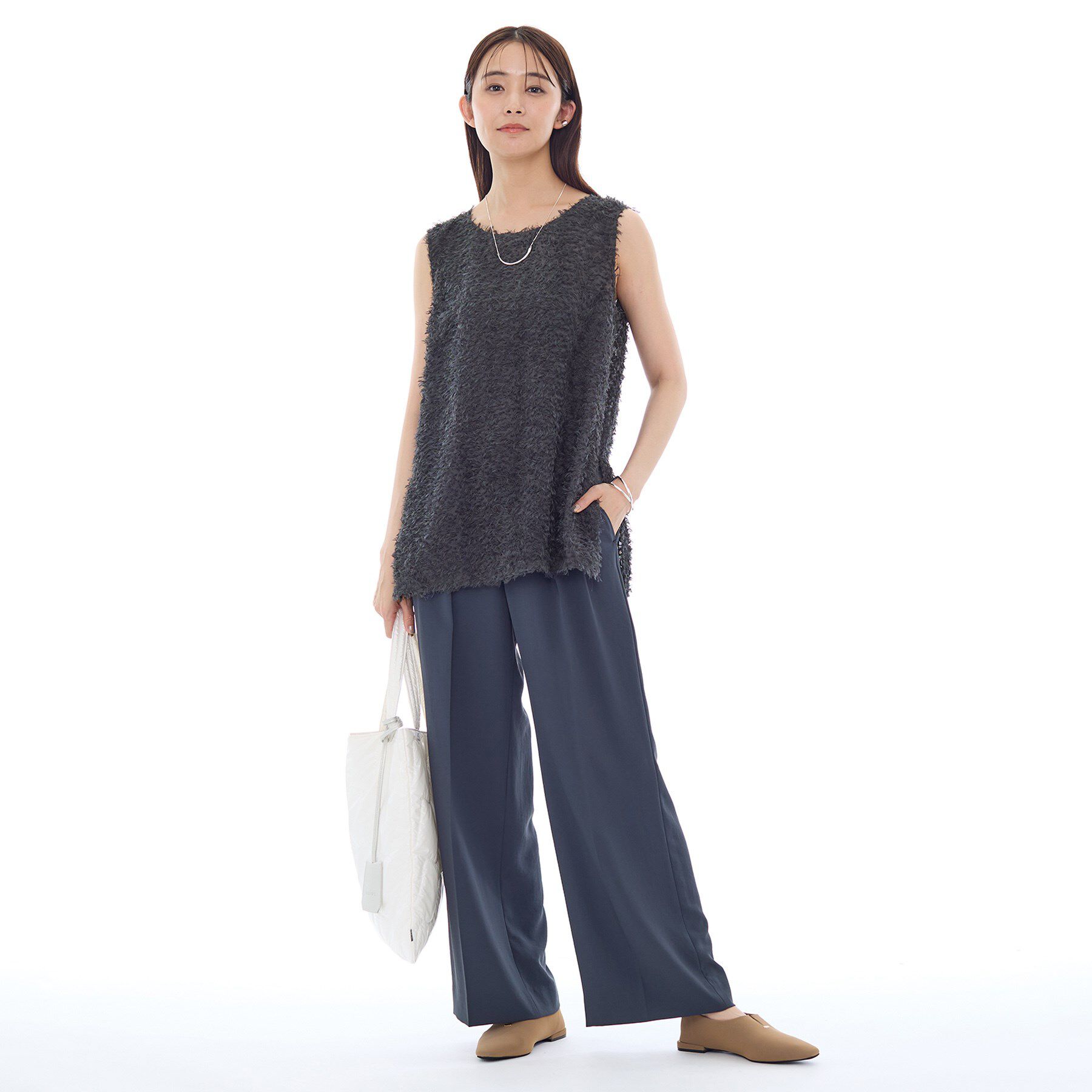 INDIVI「【インナーとしても活躍！】フリンジジャカードチュニック」|シャツ・ブラウス|