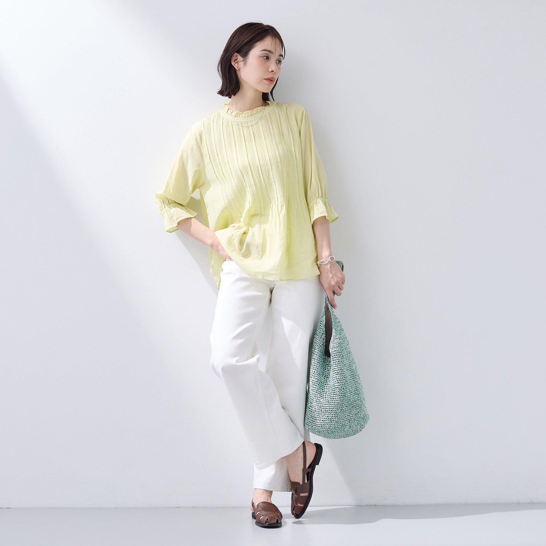 INDIVI「【洗える/コットン】ピンタックシアーブラウス」|シャツ・ブラウス|