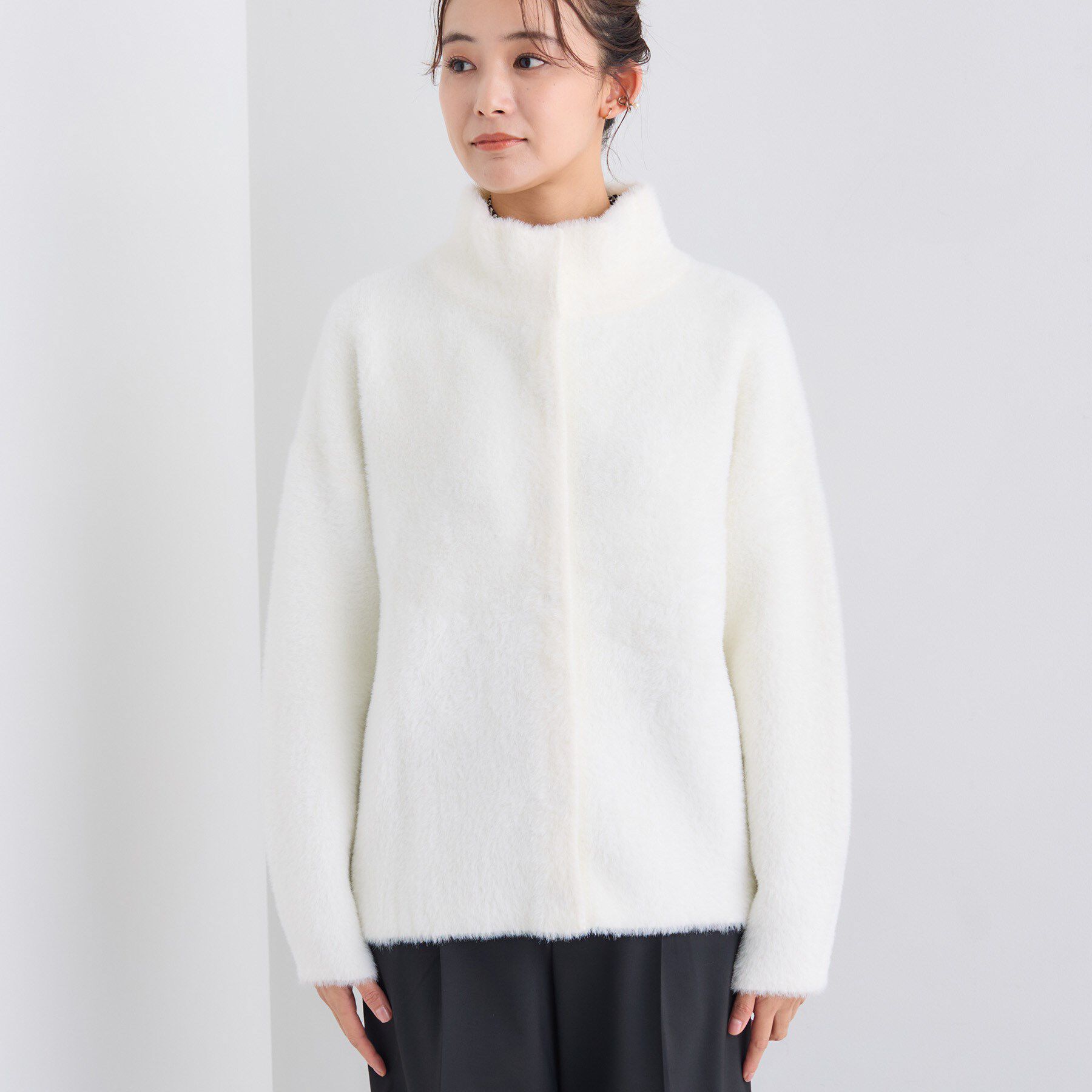 INDIVI「スタンドネック シャギーモールニット」|ニット・セーター|