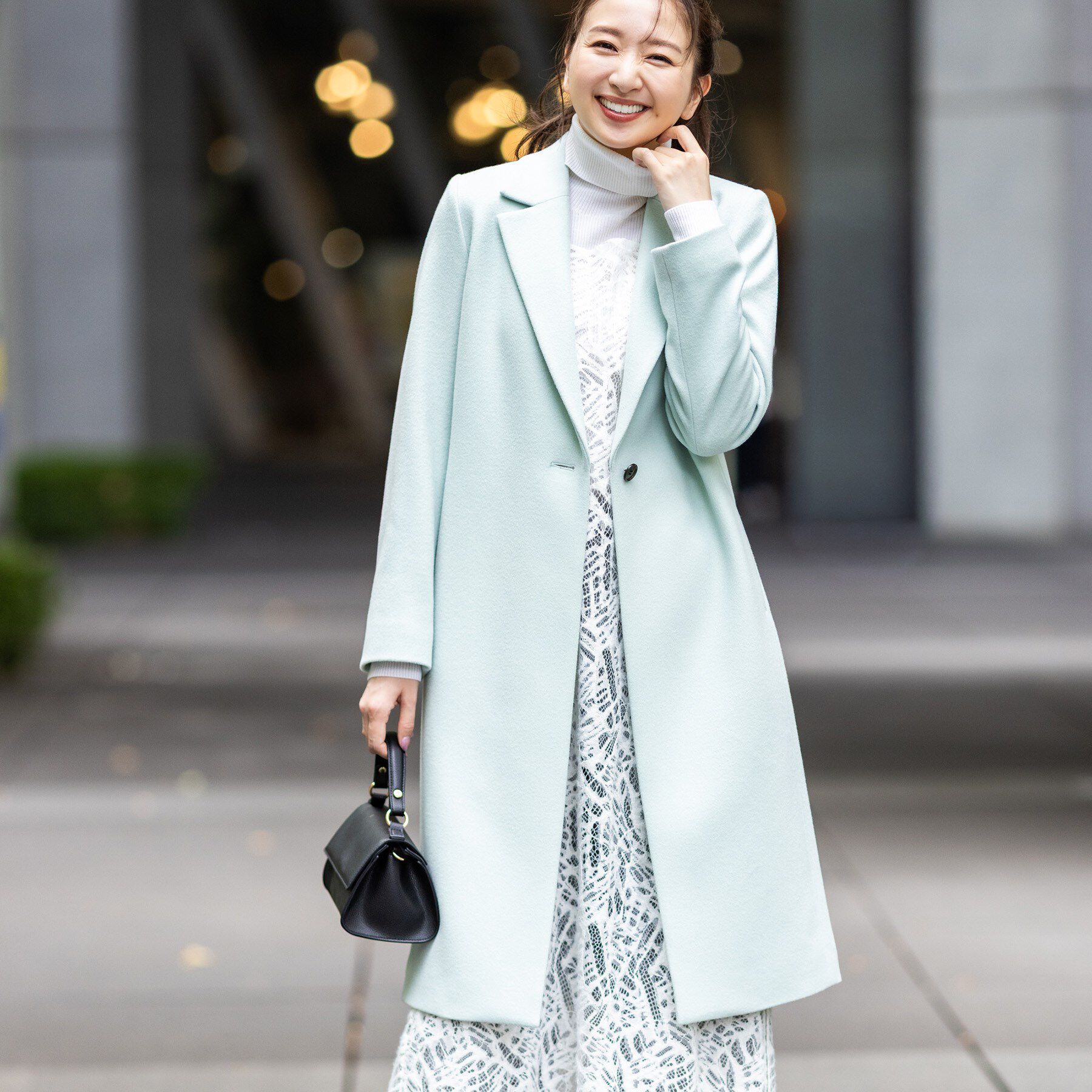 INDIVI「【名品コート／日本製】ウール100％チェスターコート」|チェスターコート|ライトグリーン(02