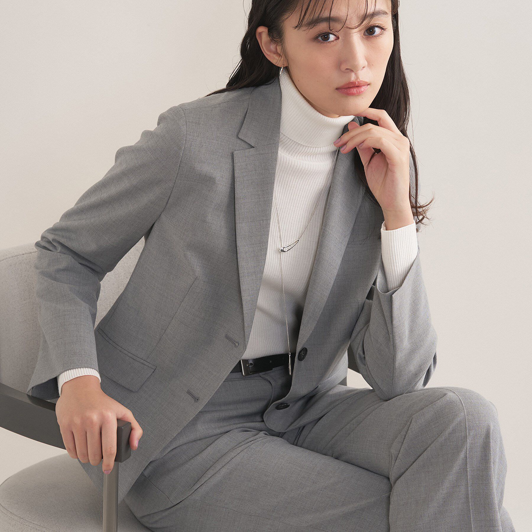 INDIVI「【ウール混／スーツ】テーラードカラージャケット」|スーツ|グレー(912)