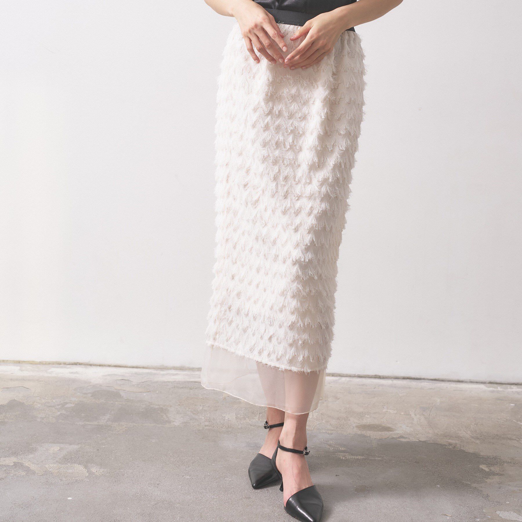 GALLEST「【オケージョン／セレモニー】フリンジタイトスカート」|スカート|オフホワイト(003