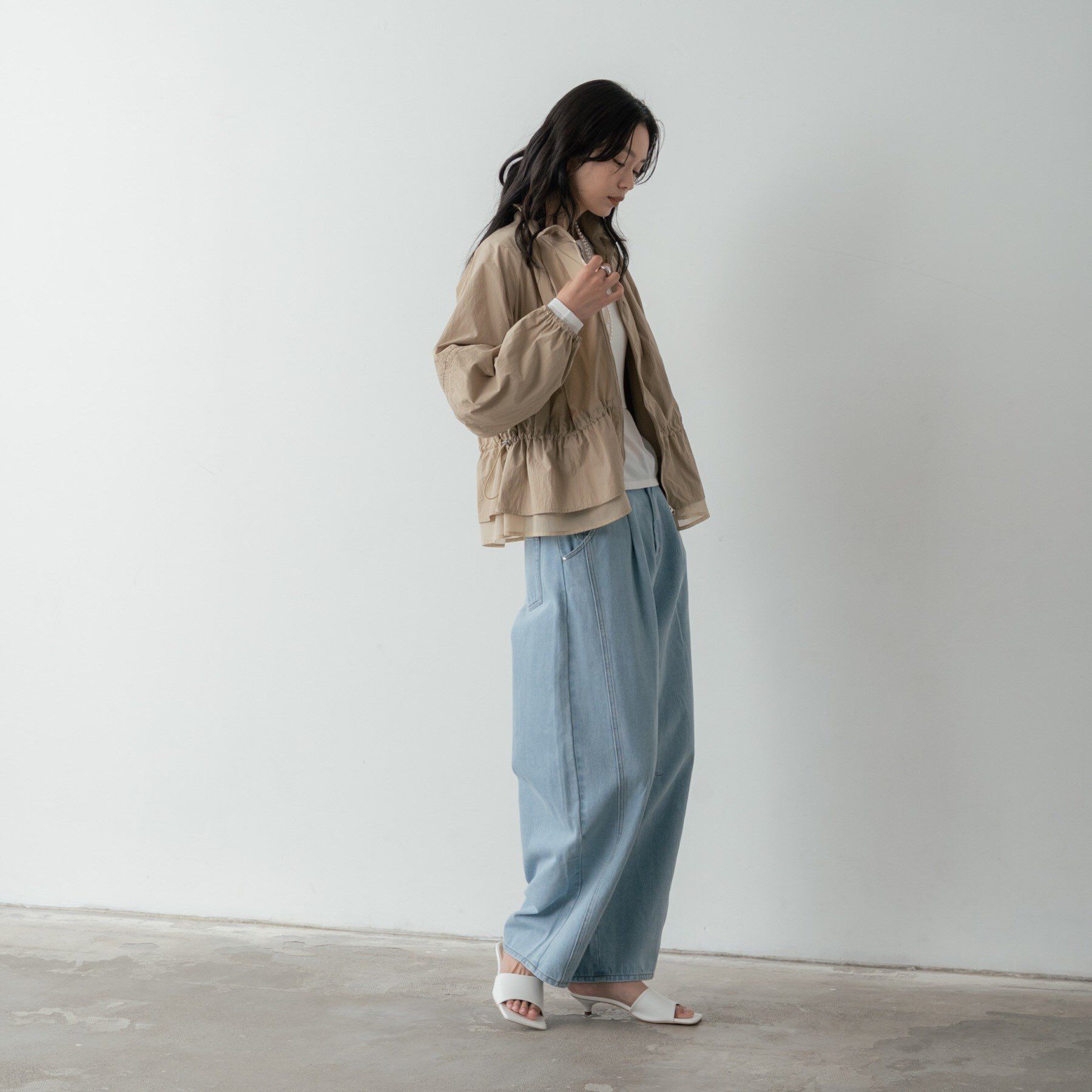 GALLEST「シャーリングペプラムブルゾン」|ブルゾン・スタジャン|