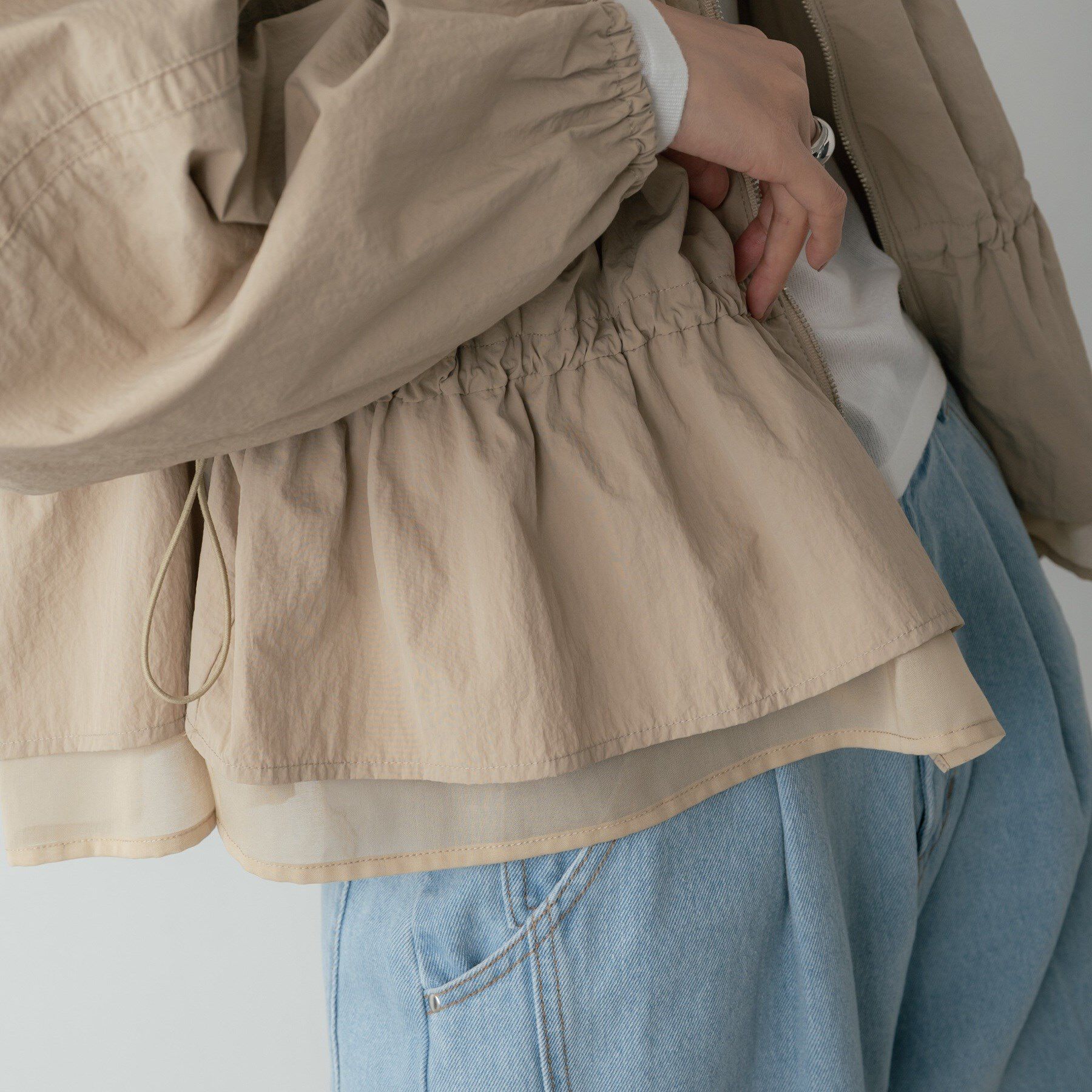 GALLEST「シャーリングペプラムブルゾン」|ブルゾン・スタジャン|