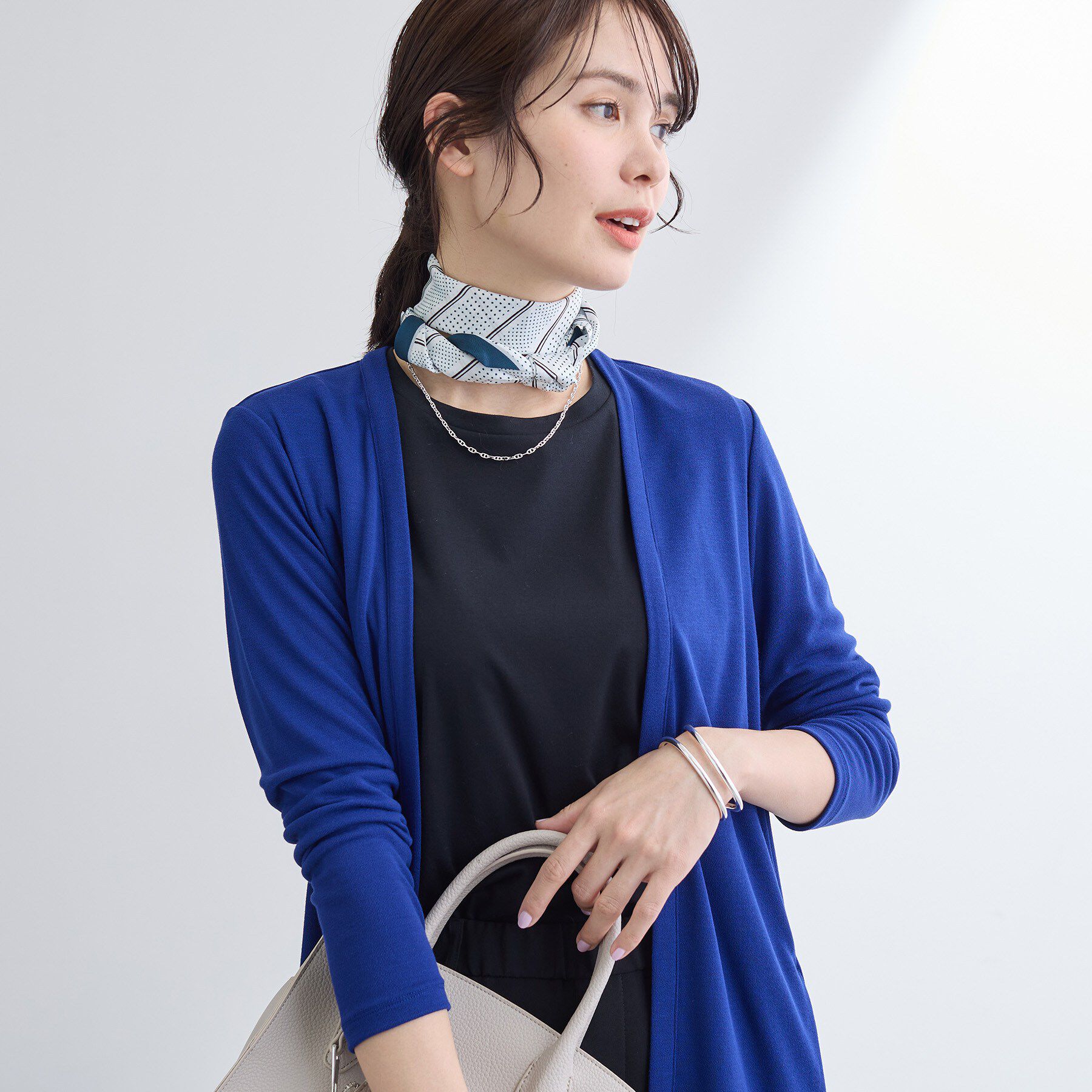 INDIVI「【UVケア】着流しミドル丈カーディガンジャージ」|カーディガン|