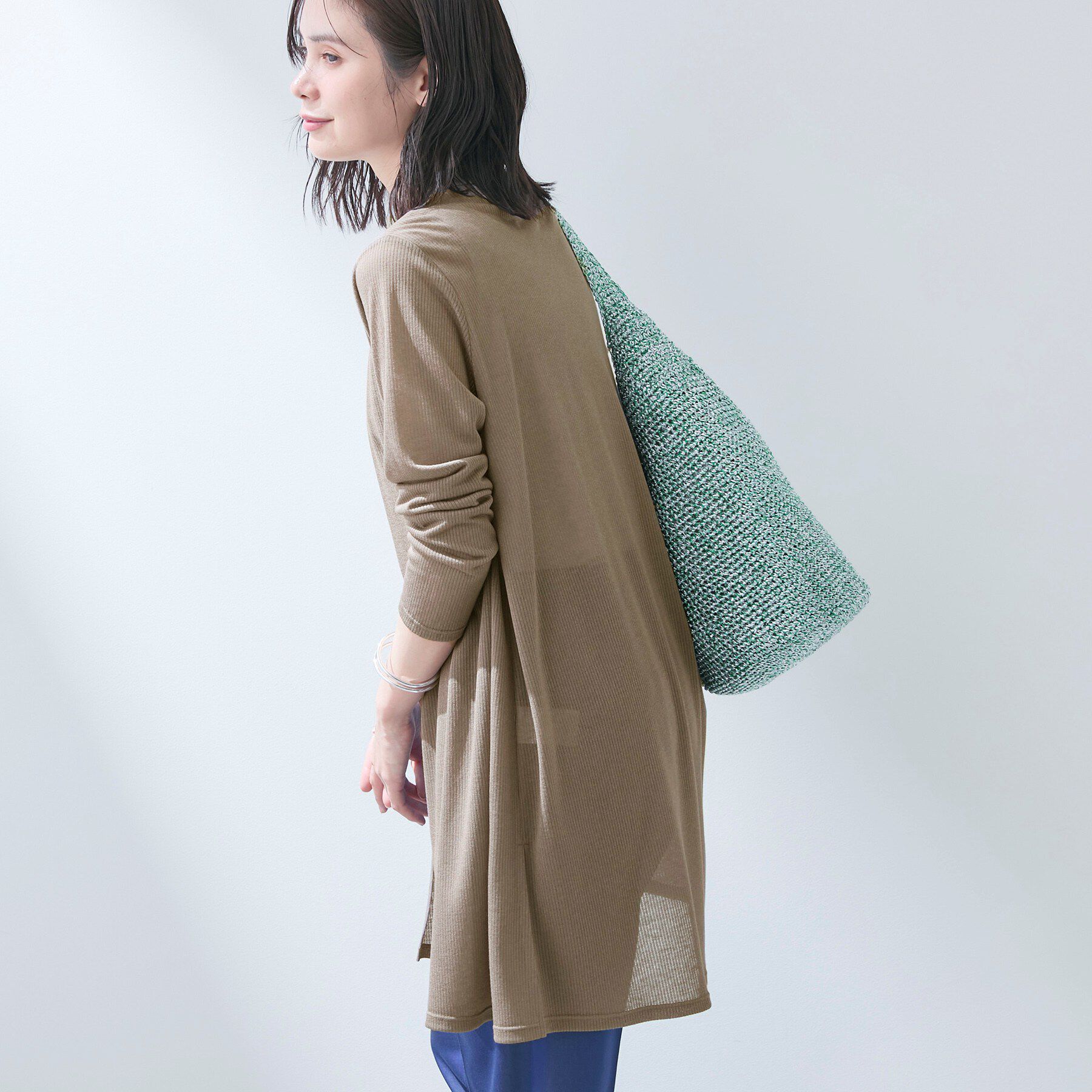 INDIVI「【洗える／アンサンブル可能】シアースストライプカーディガン」|カーディガン|