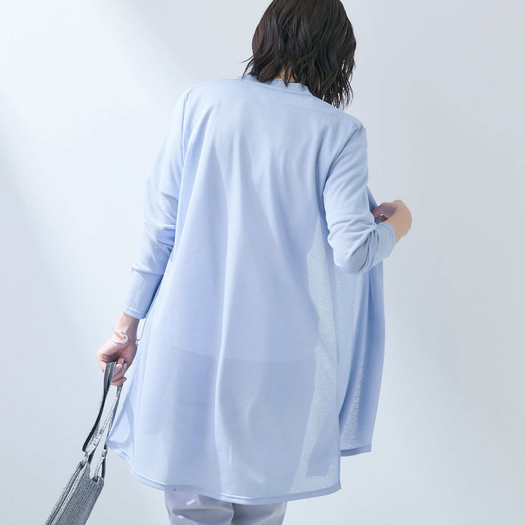 INDIVI「【洗える／アンサンブル可能】シアースストライプカーディガン」|カーディガン|