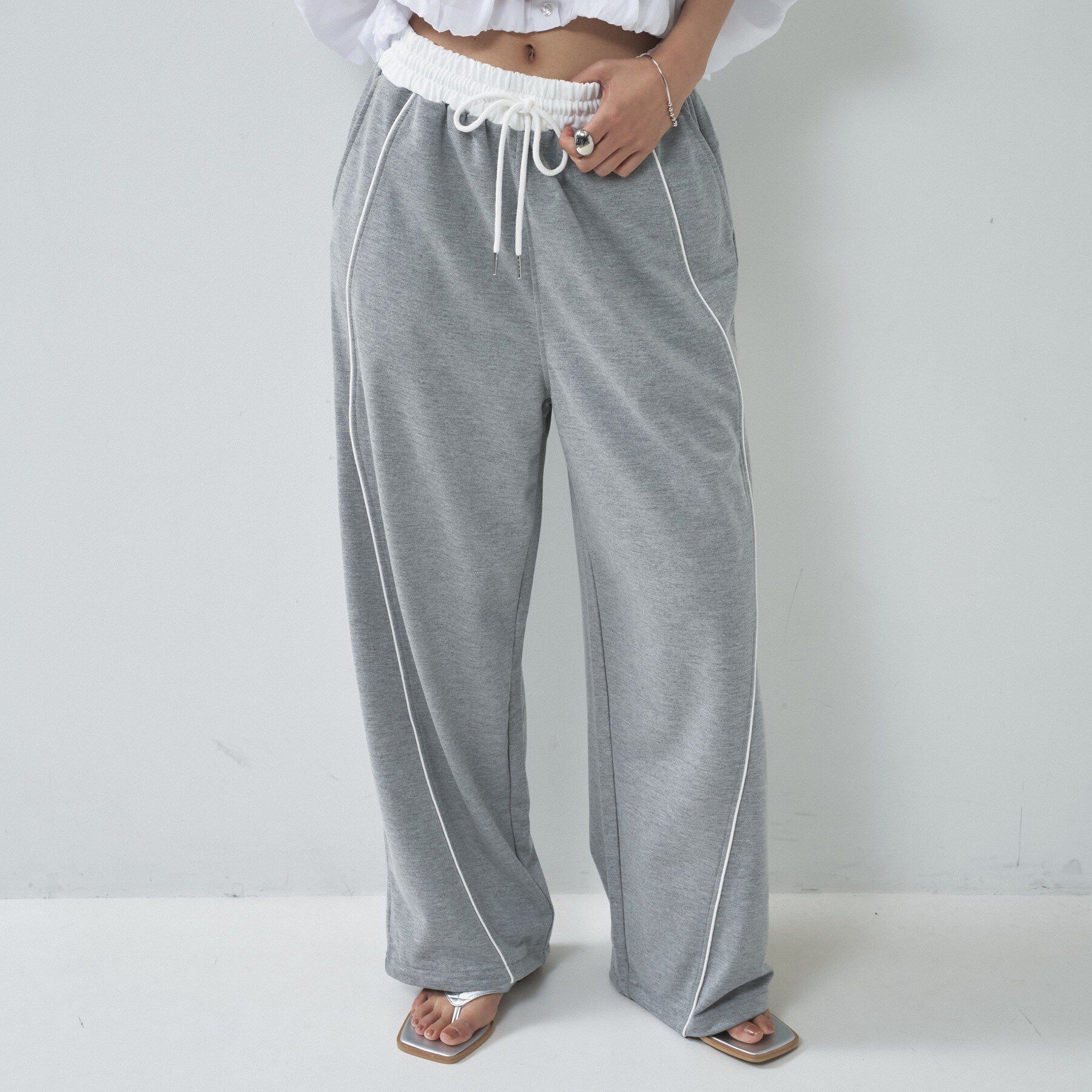 GALLEST「【一部店舗限定】パイピング裏毛ワイドパンツ」|その他|グレー(512)