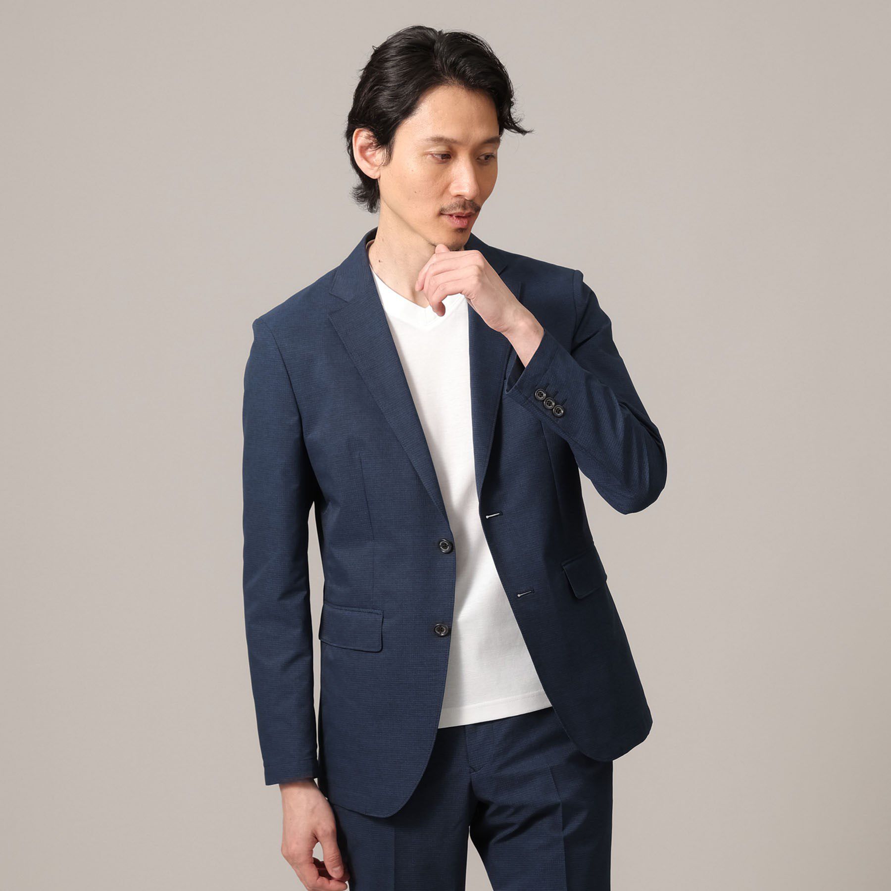 TAKEO KIKUCHI「【抗菌防臭】COOL DOTS（R）ドビープリント ジャケット」|テーラードジャケット|ネイビー(093)