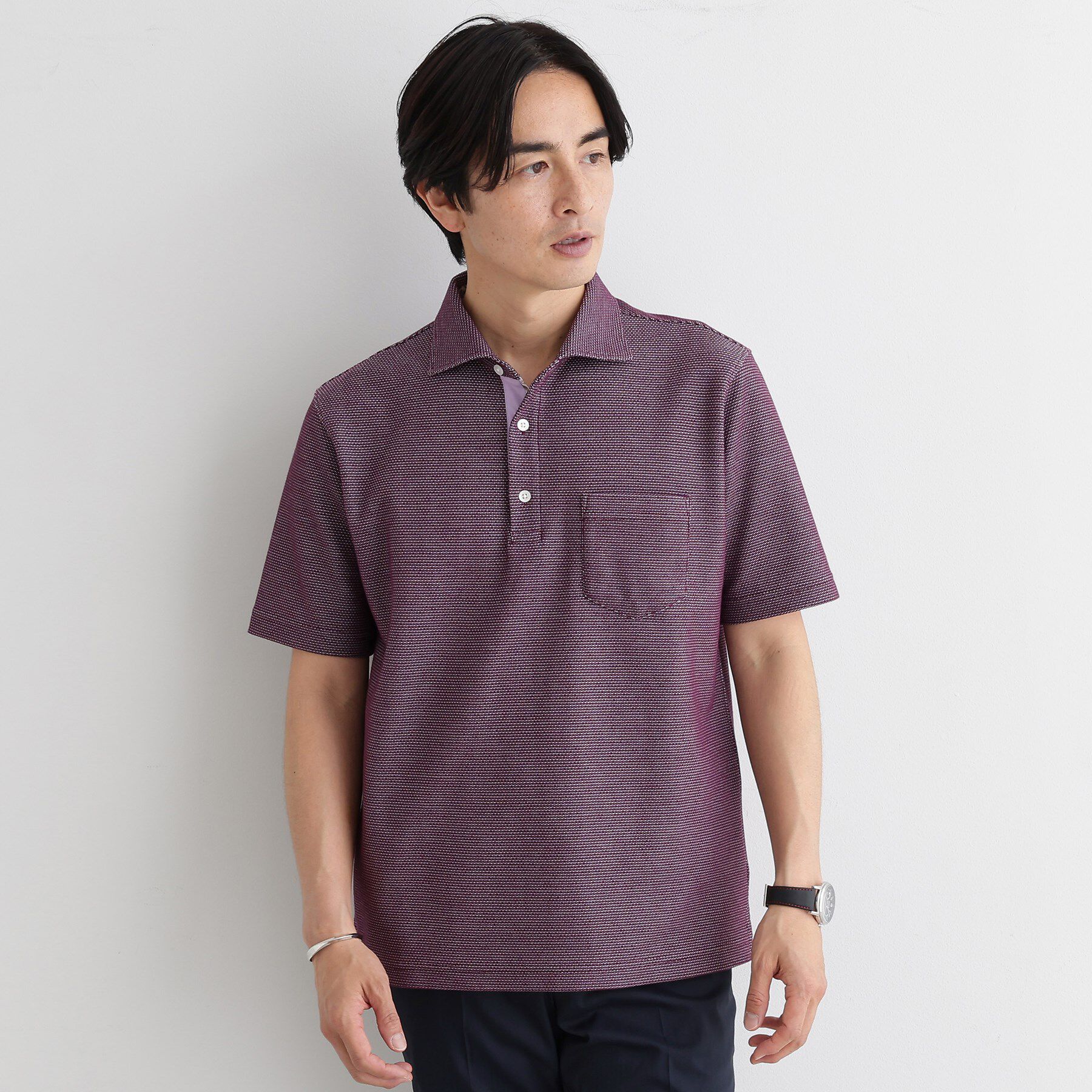 TAKEO KIKUCHI「【抗菌防臭／9色5サイズ展開】ハニカムメランジ ポロシャツ」|ポロシャツ|