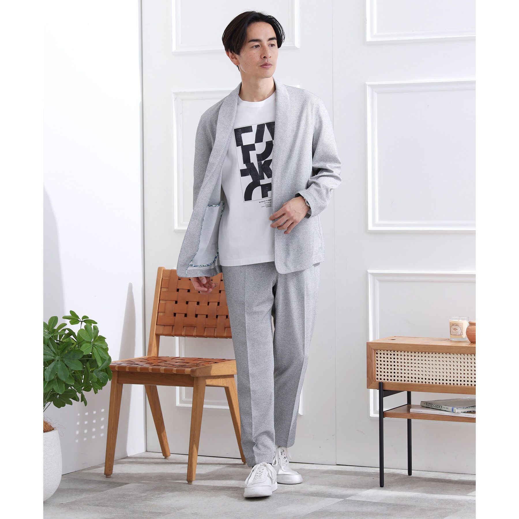 TAKEO KIKUCHI「【抗菌防臭】尾州リネンブレンド ドビーメッシュ カーディガン」|カーディガン|