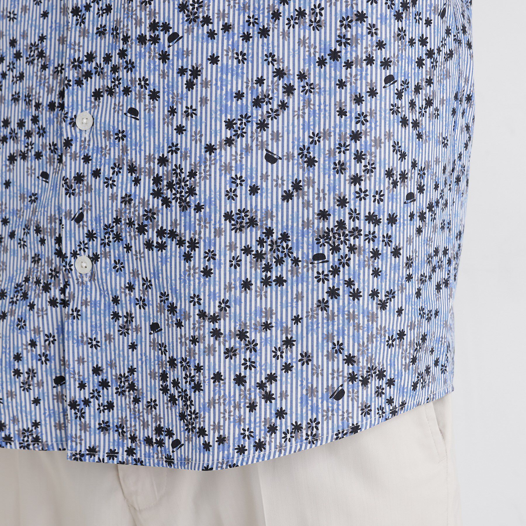 TAKEO KIKUCHI「ストライプ小花プリント 半袖シャツ」|シャツ・ブラウス|