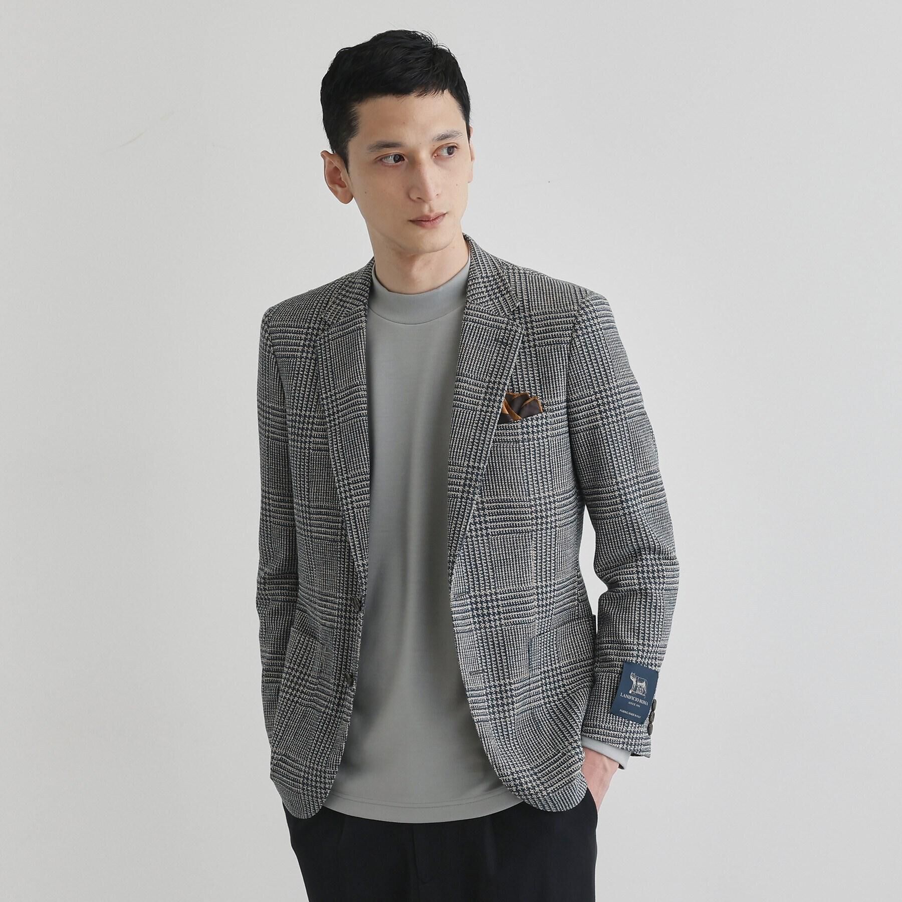 TAKEO KIKUCHI「グレンチェックプリント ジャージ ジャケット」|テーラードジャケット|