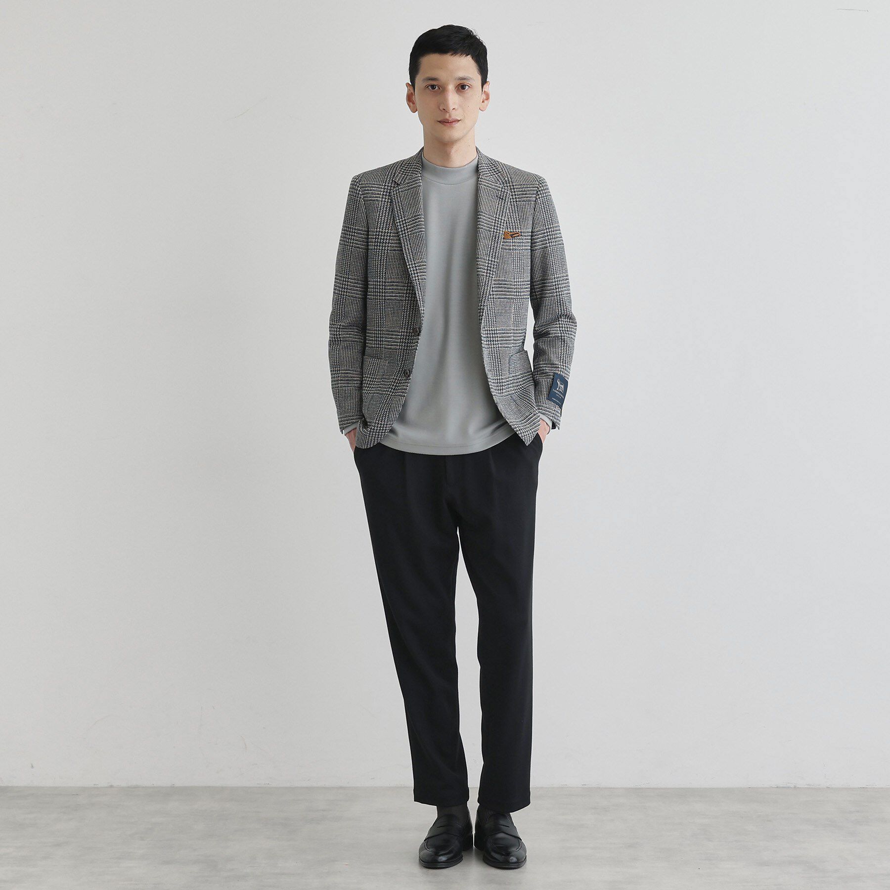 TAKEO KIKUCHI「グレンチェックプリント ジャージ ジャケット」|テーラードジャケット|