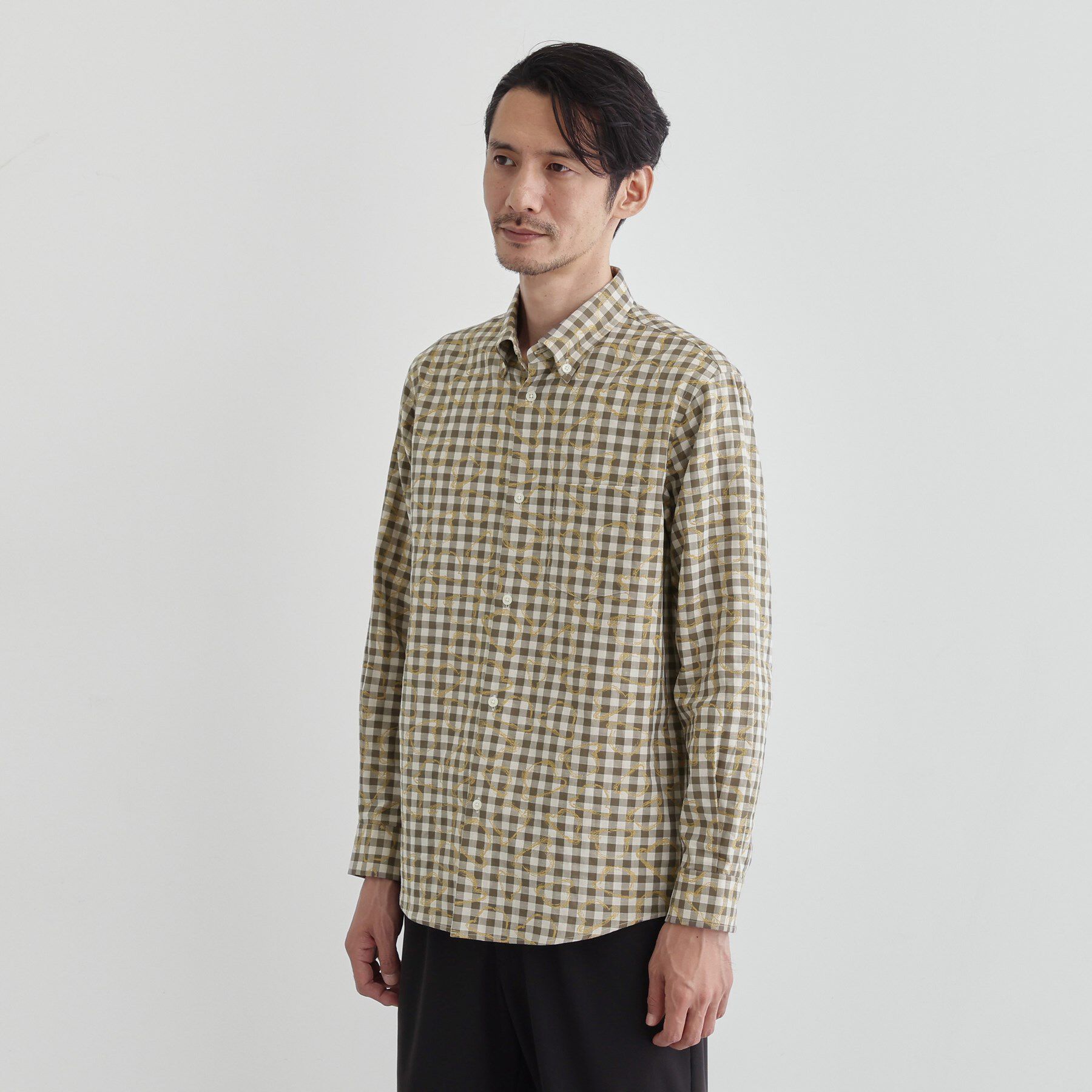 TAKEO KIKUCHI「チェックボーラーガーゼシャツ」|シャツ・ブラウス|ベージュ(252)