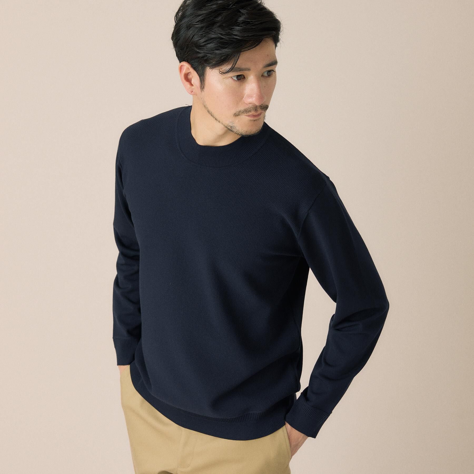 TAKEO KIKUCHI「モックネック 鹿の子 ニット プルオーバー」|ニット・セーター|