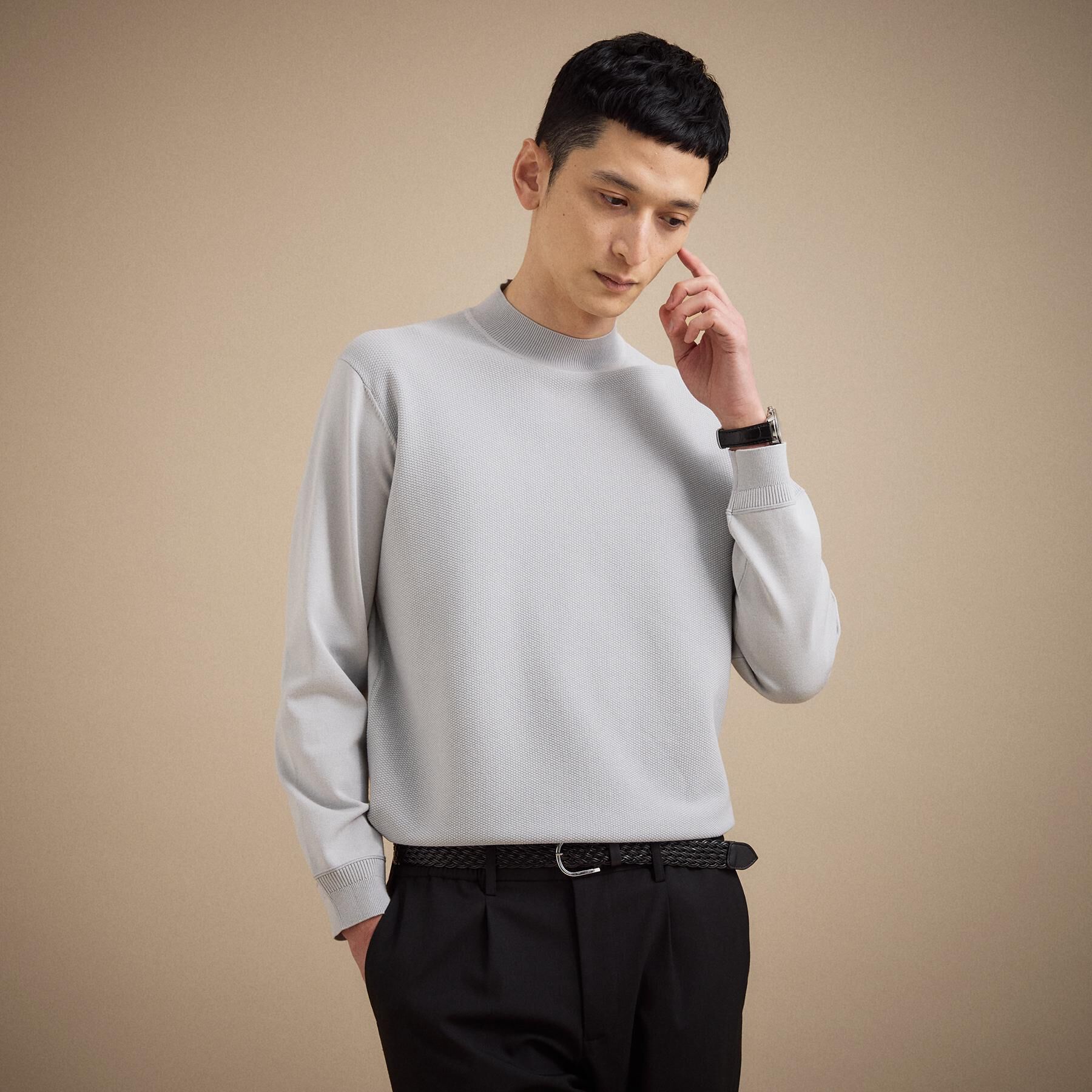 TAKEO KIKUCHI「モックネック 鹿の子 ニット プルオーバー」|ニット・セーター|