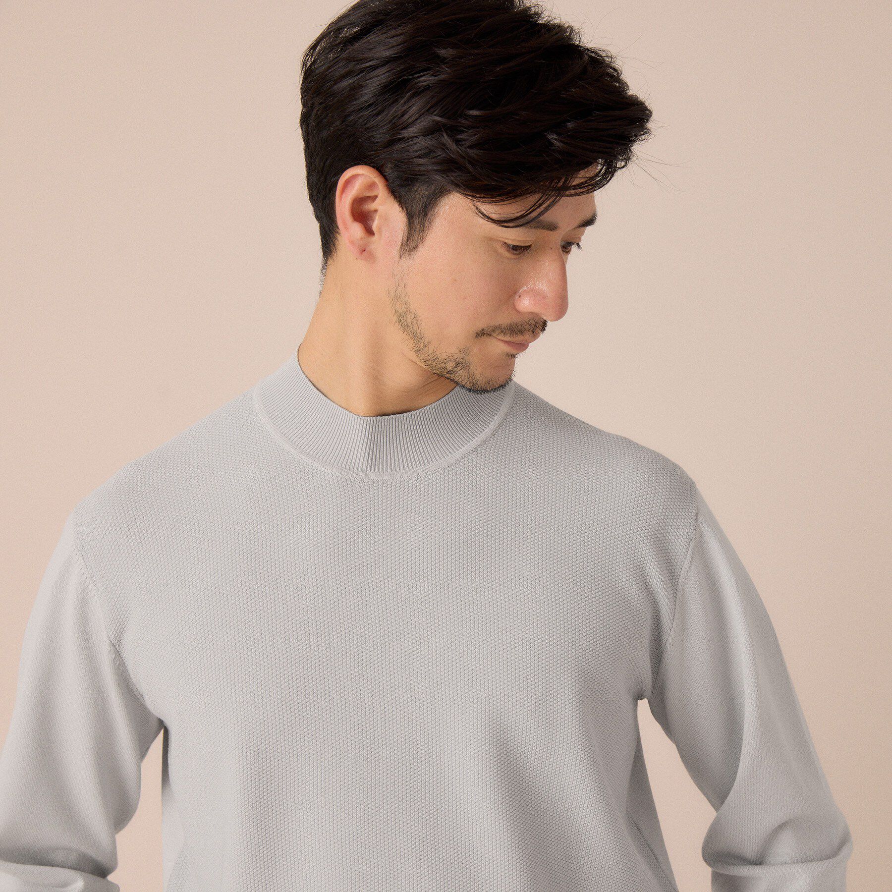 TAKEO KIKUCHI「モックネック 鹿の子 ニット プルオーバー」|ニット・セーター|