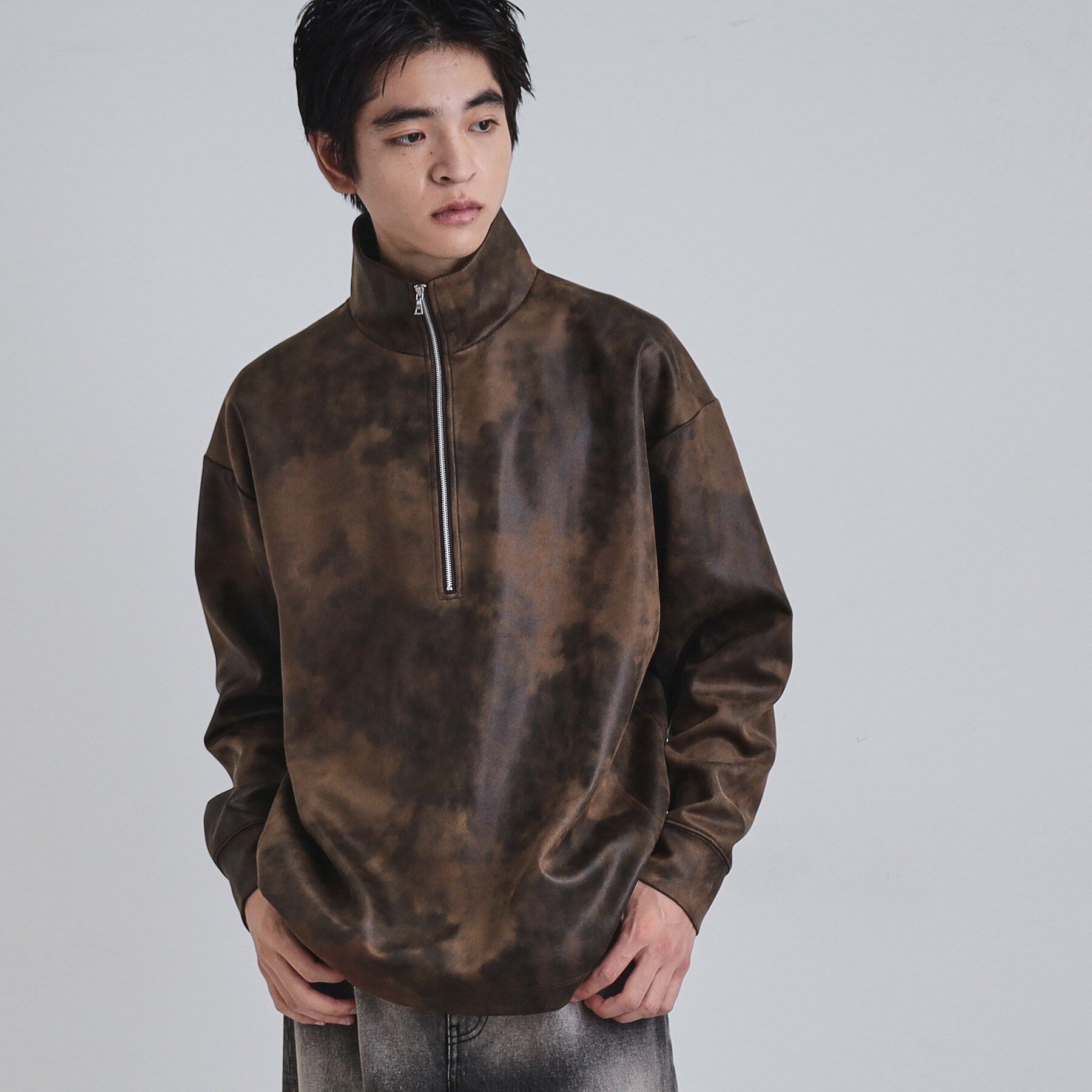 tk.TAKEO KIKUCHI「ヴィンテージライクプリント ハーフジッププルオーバー」|Tシャツ・カットソー|