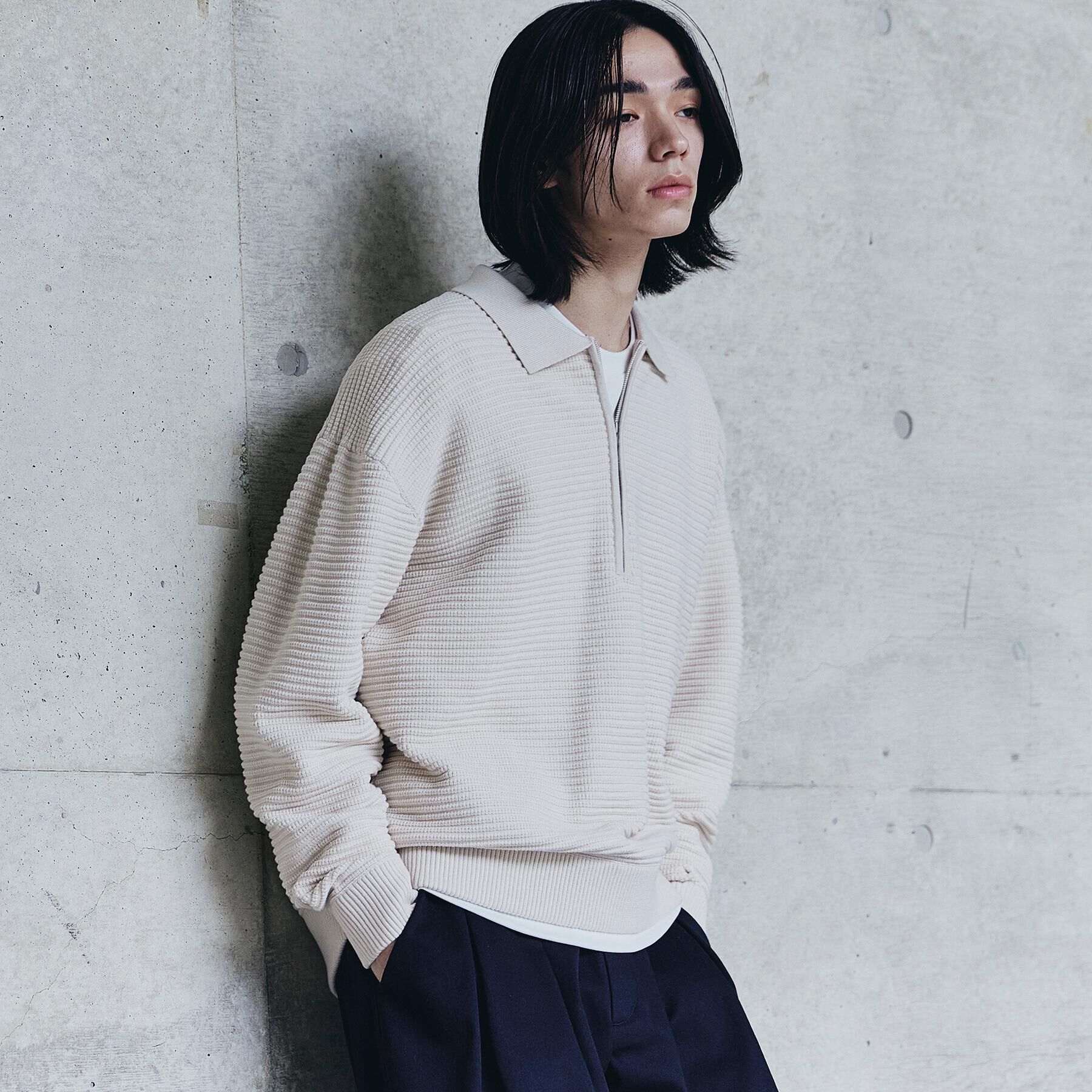 tk.TAKEO KIKUCHI「ハーフジップニットポロシャツ」|ニット・セーター|