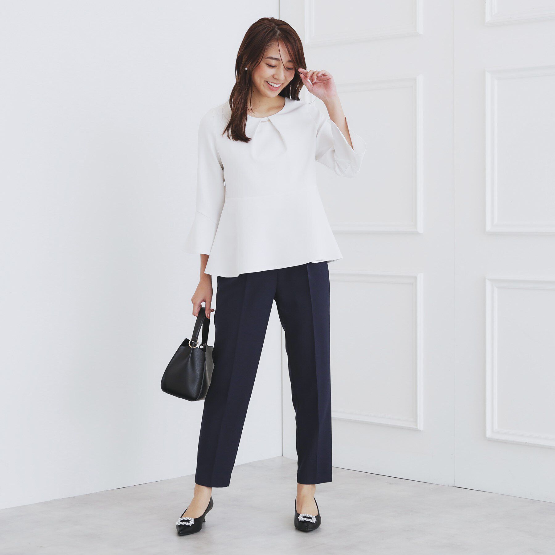 index「＜通勤・セレモニー/セットアップ対応＞フレアスリーブブラウス【洗濯機洗い可/ストレッチ/イージーアイ」|シャツ・ブラウス|