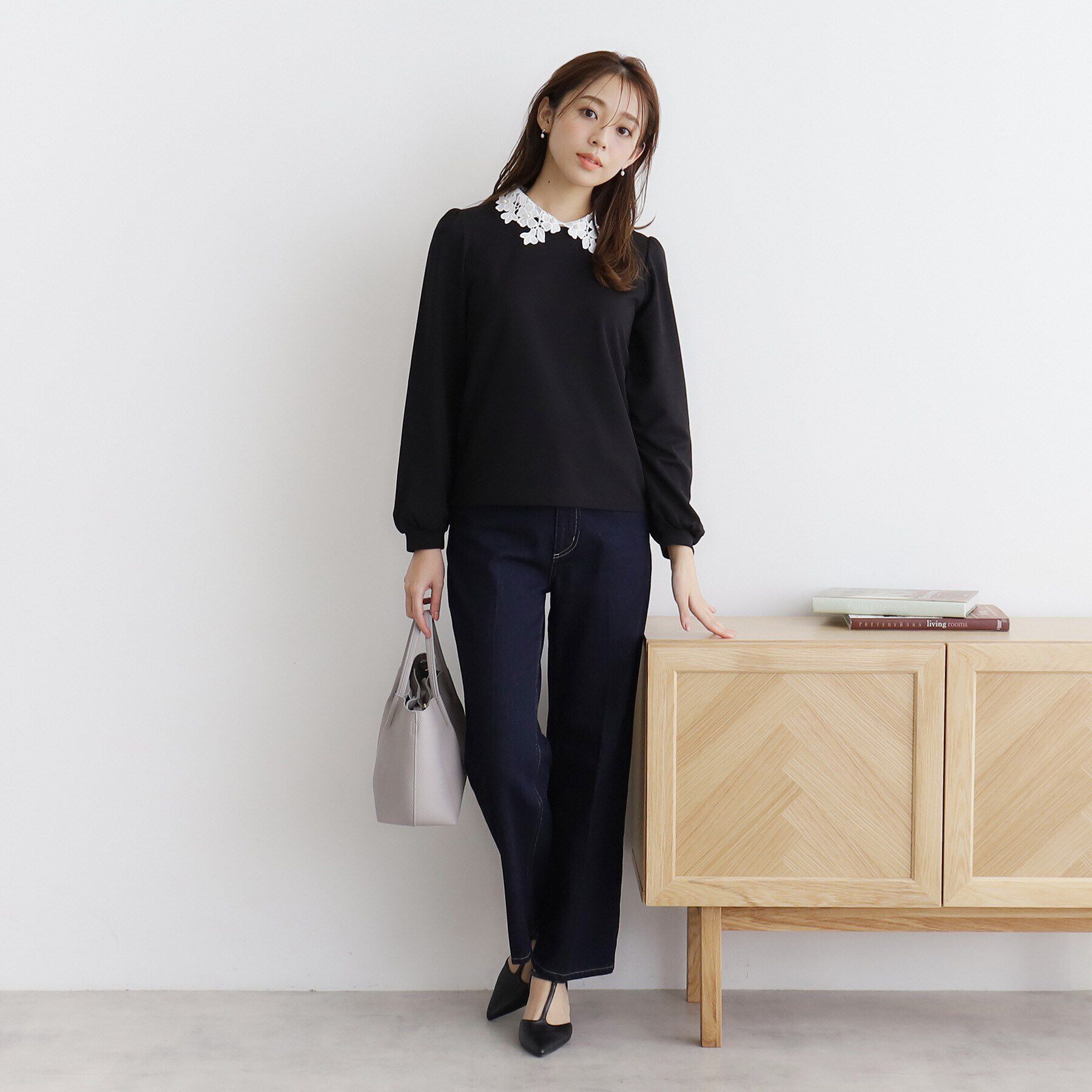 index「衿取り外し２WAY フラワーカラートップス【洗濯機洗い可/ストレッチ】」|シャツ・ブラウス|