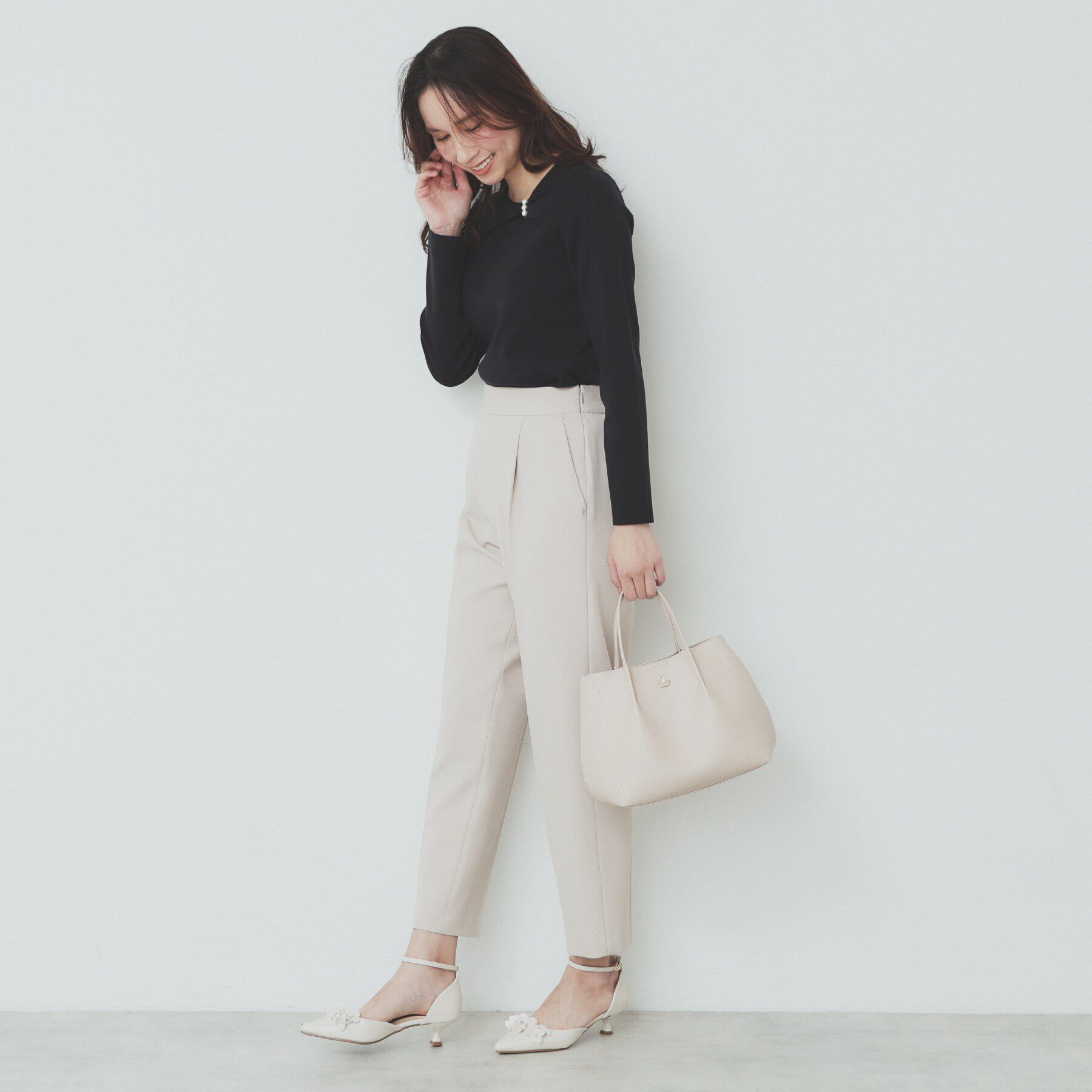 index「アシメリボンカラーニット【洗濯機洗い可】」|ニット・セーター|