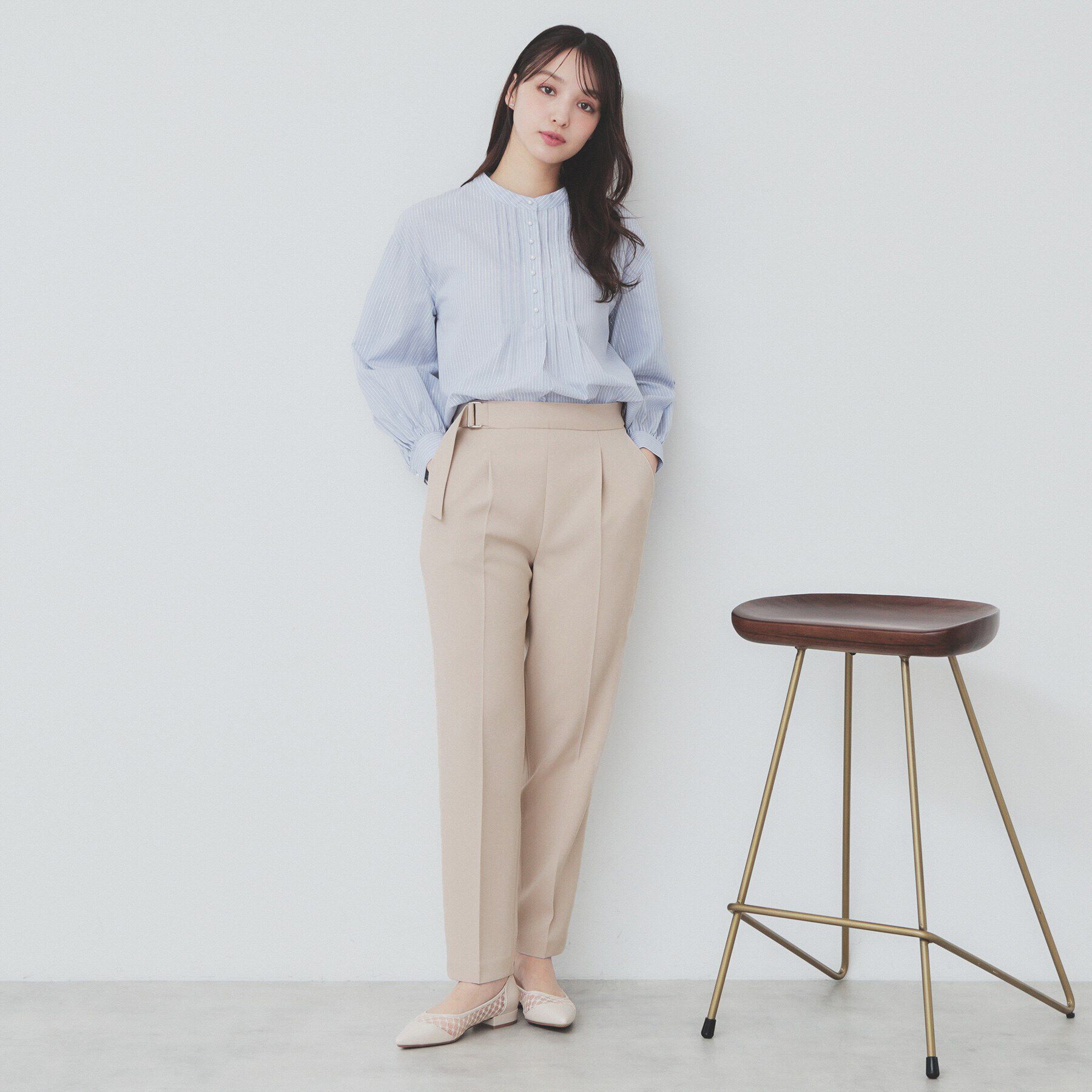 index「サイドバックルストレッチテーパードパンツ【洗濯機可・イージーアイロン・防シワ】」|その他|