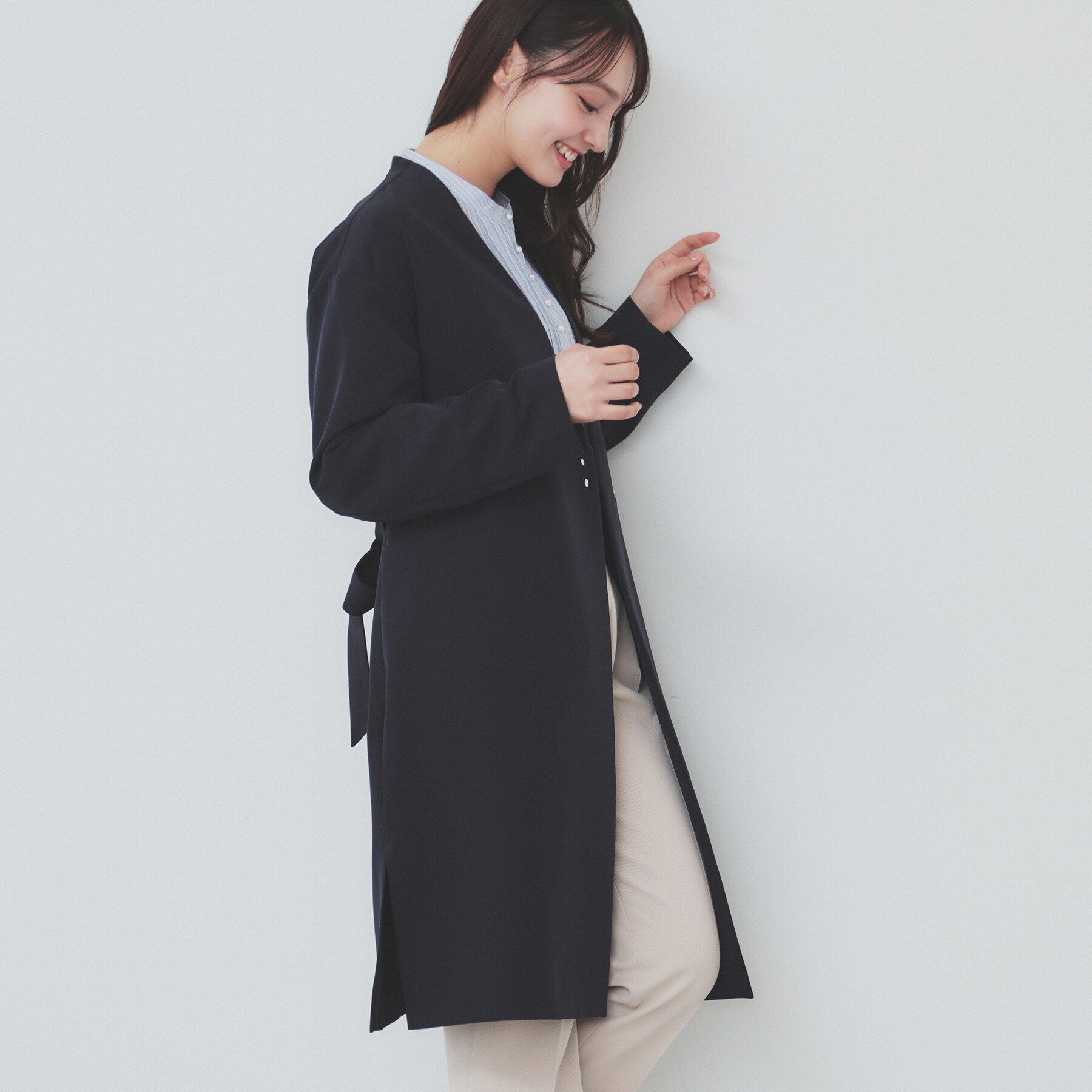 index「ストレッチノーカラーコート【洗濯機洗い可/イージーアイロン】」|ノーカラーコート|