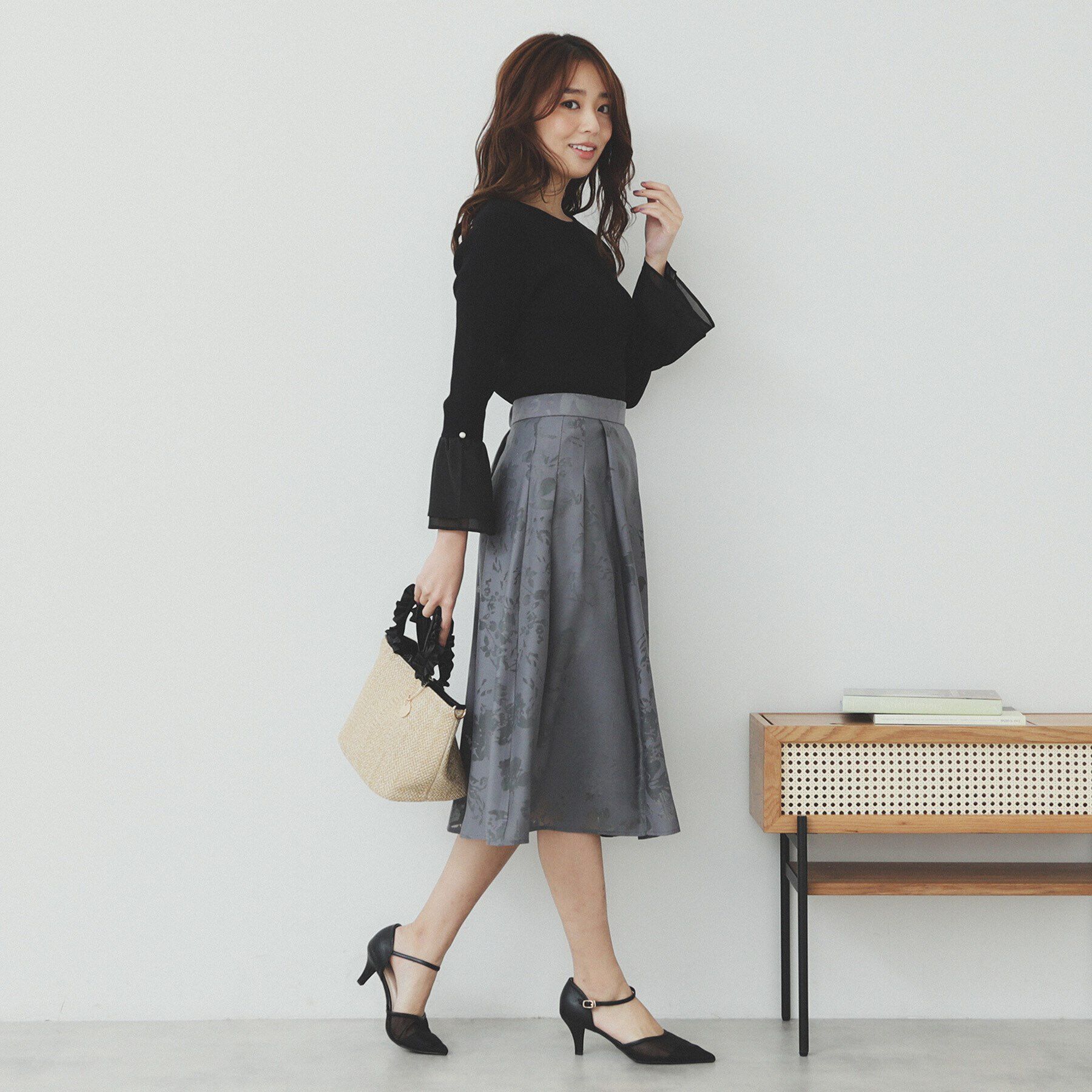 index「フレアスリーブリブニット【洗濯機洗い可】」|ニット・セーター|