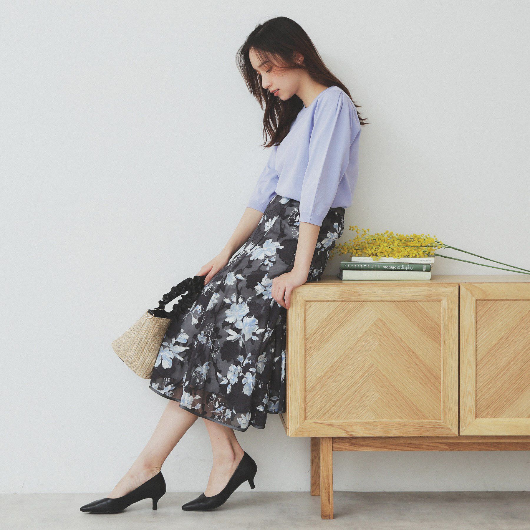 index「《7色展開/XS-LLサイズ》クルーネックデザインスリーブニット【洗濯機洗い可】」|ニット・セーター|