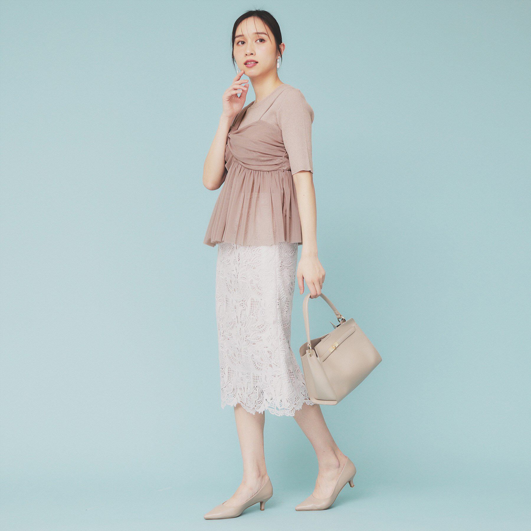 index「《ツインセット》アシメチュールキャミ&times;ラメリブニット【洗濯機洗い可】」|ニット・セーター|