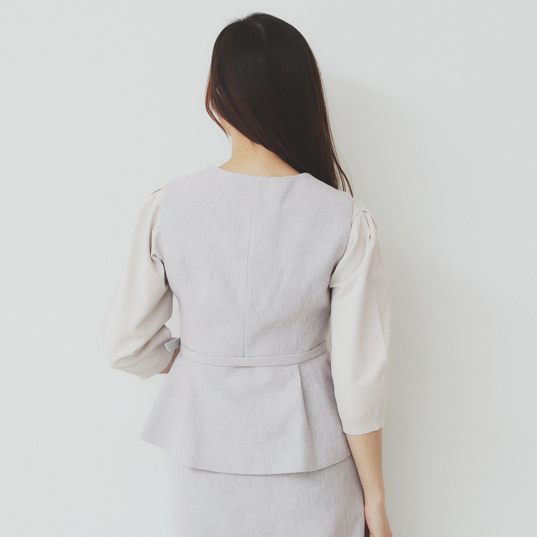 index「麻混ラメツイードペプラムジレ/セットアップ対応【洗濯機洗い可】」|ベスト・ジレ|